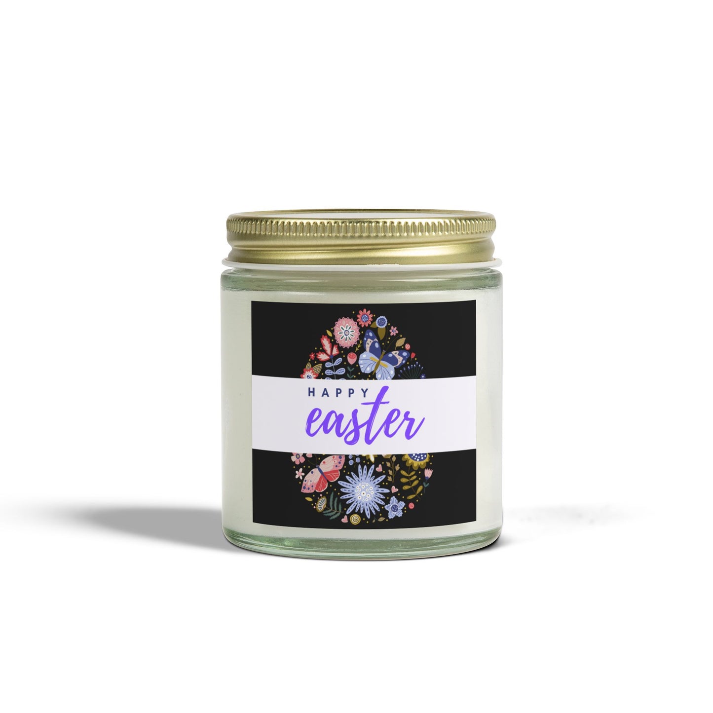 Easter Scented Candle - Coconut Apricot Wax (4oz, 9oz) - Happy Easter Floral Design