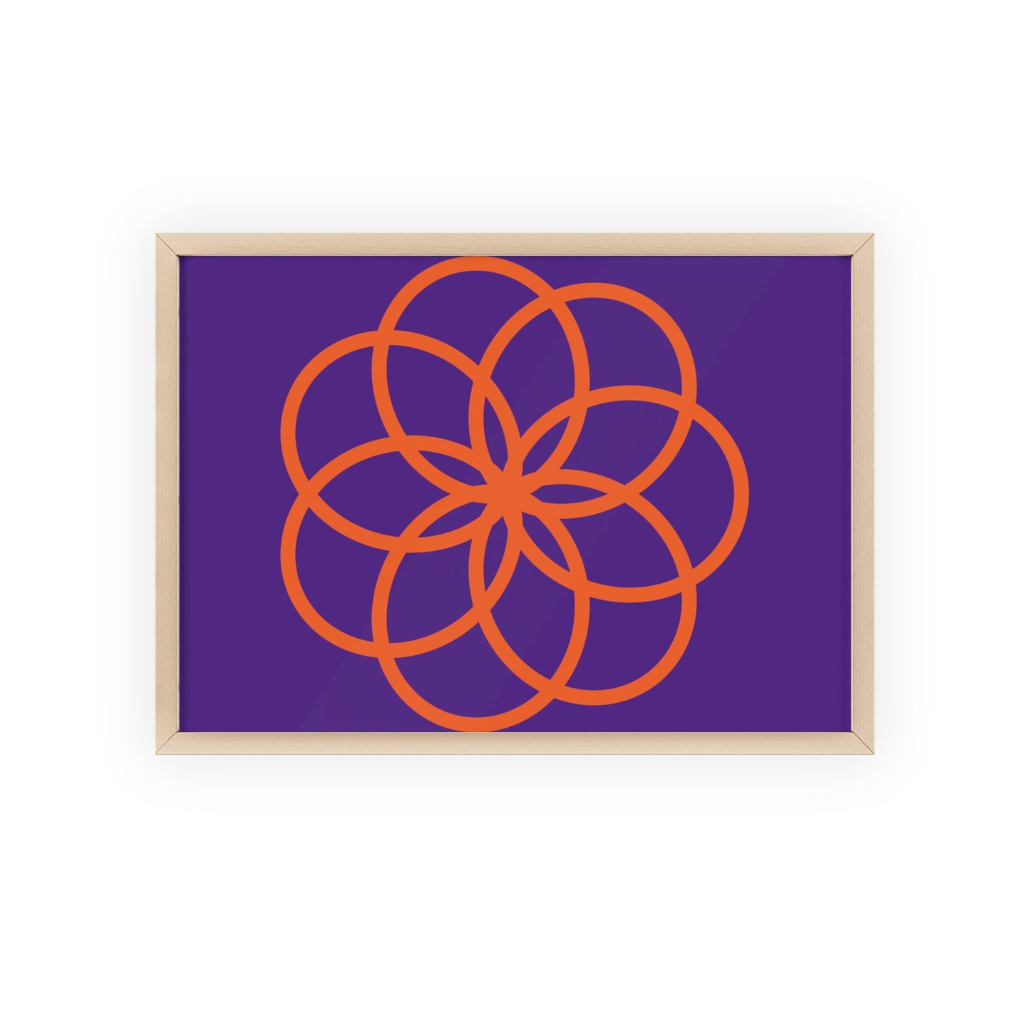 Purple and Orange Geometric Art Print with Wooden Frame