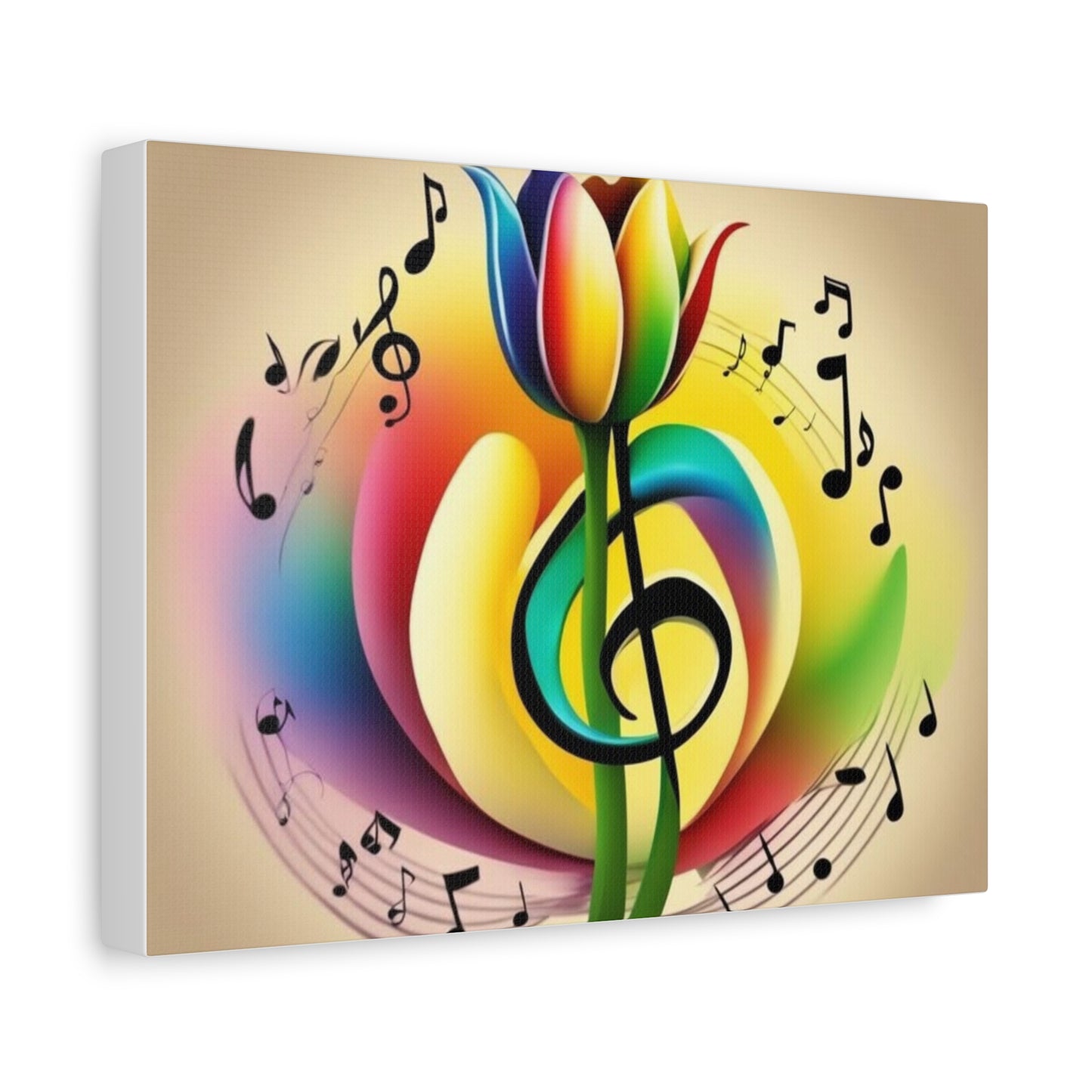 Colorful Music Floral Canvas Art - 1.25" Stretched Matte Print