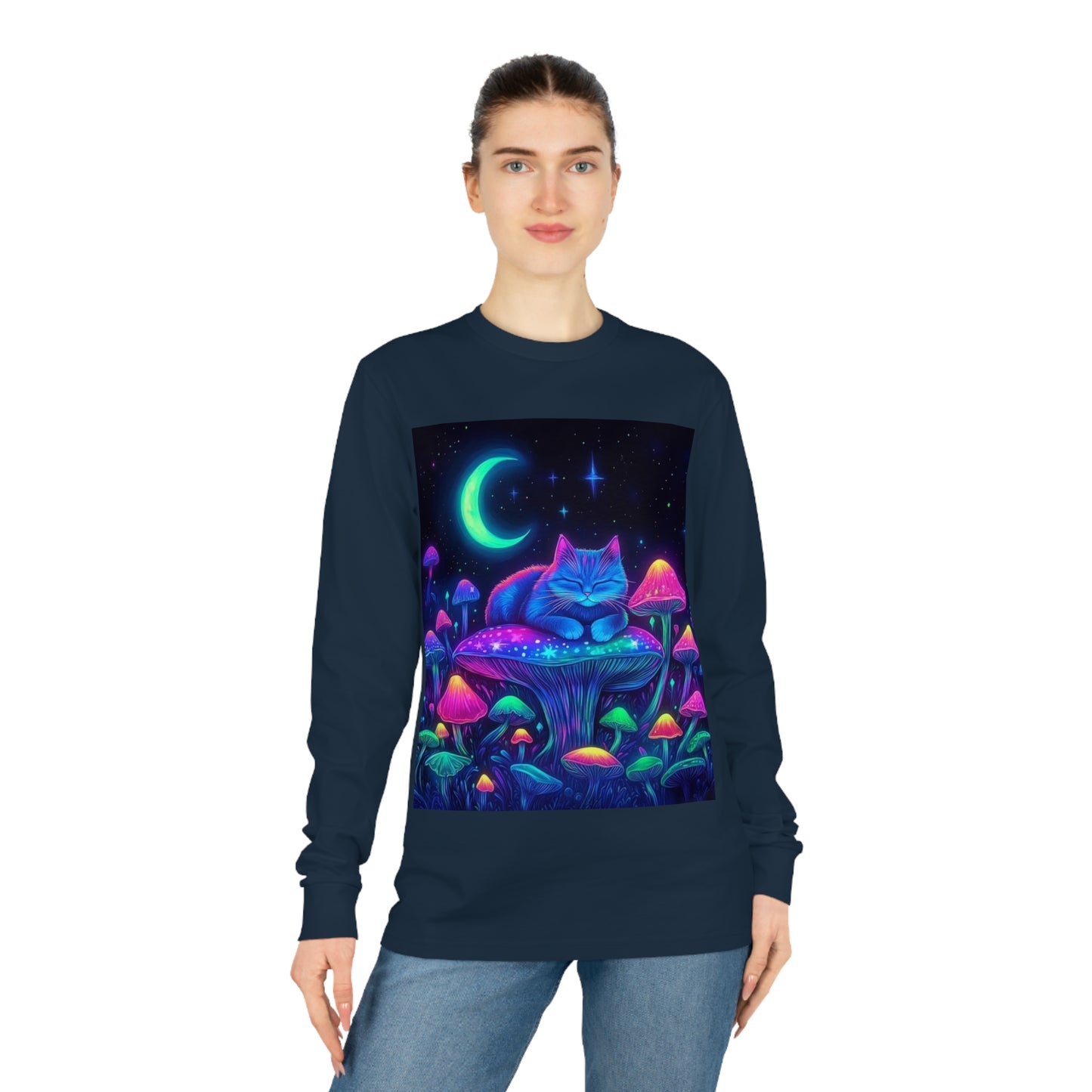 Cosmic Cat Long Sleeve Tee - Organic & Unique Design