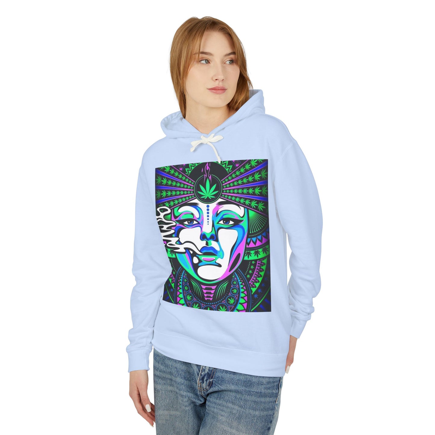 Mystical Vibes Unisex Lightweight Hooded Sweatshirt with Psychedelic Design