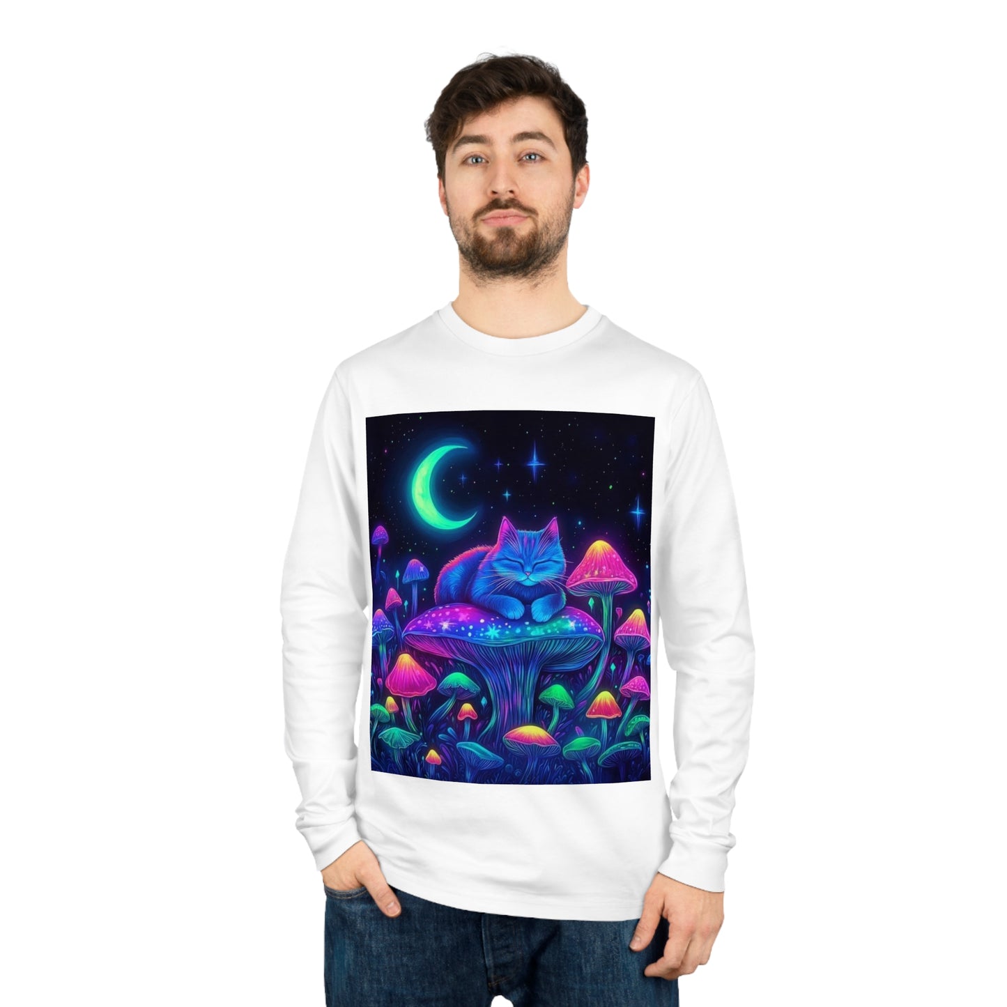 Cosmic Cat Long Sleeve Tee - Organic & Unique Design