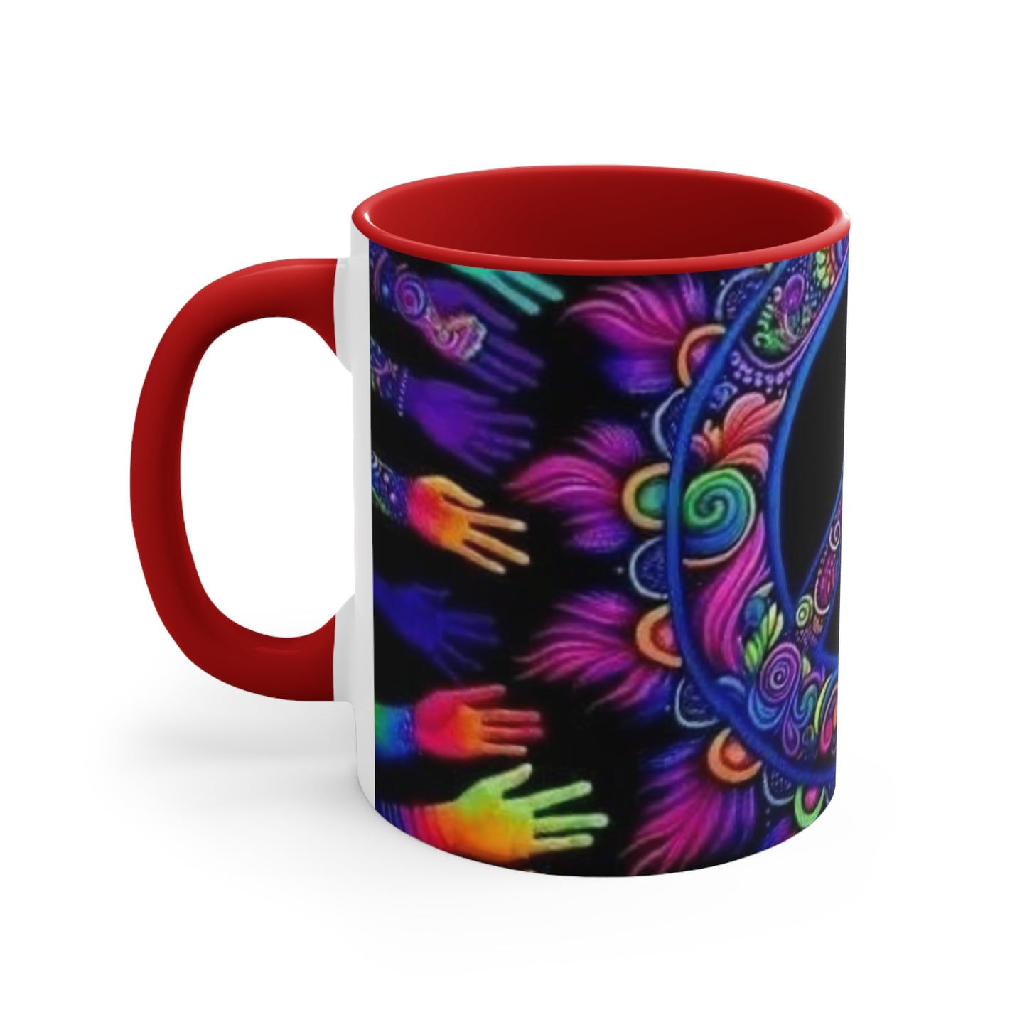 Colorful Peace Sign Accent Mug – Vibrant Bohemian Design for Tea and Coffee Lovers