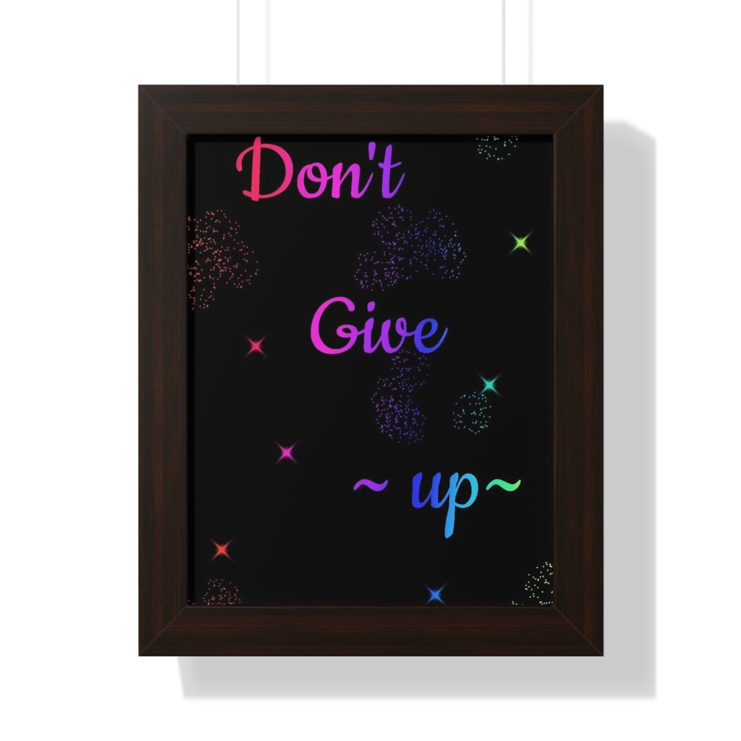 Inspirational Framed Vertical Poster - "Don't Give Up" Motivational Wall Art