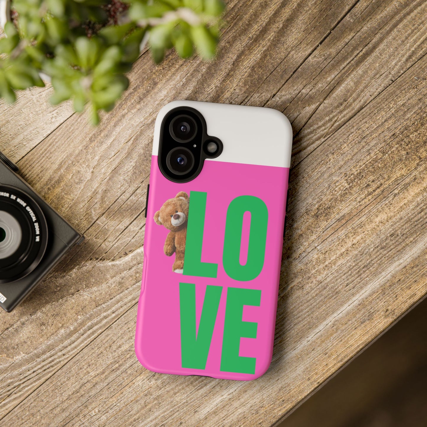 Cute Love Phone Case - Pink Bear Design | Tough Cases