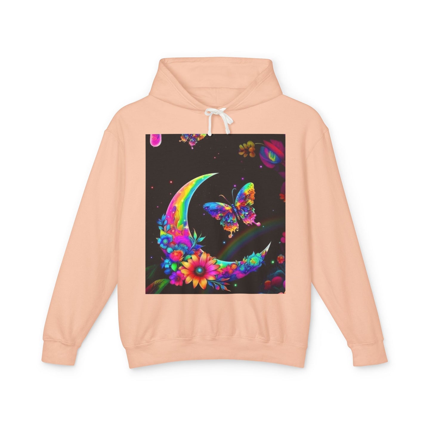 Colorful Floral Moon and Butterfly Unisex Lightweight Hoodie