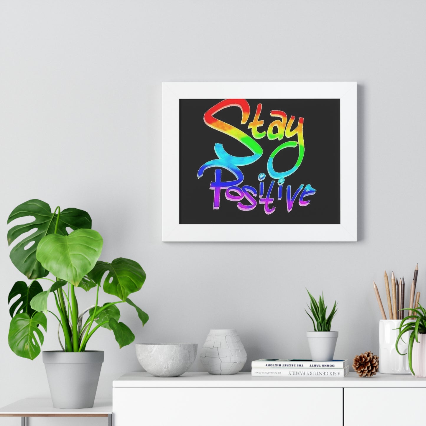 Stay Positive Framed Horizontal Poster - Colorful Wall Art for Motivation and Inspiration