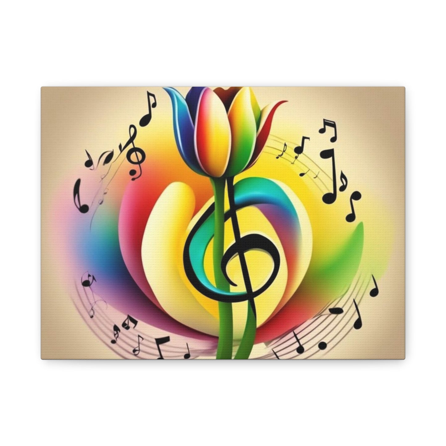 Colorful Music Floral Canvas Art - 1.25" Stretched Matte Print