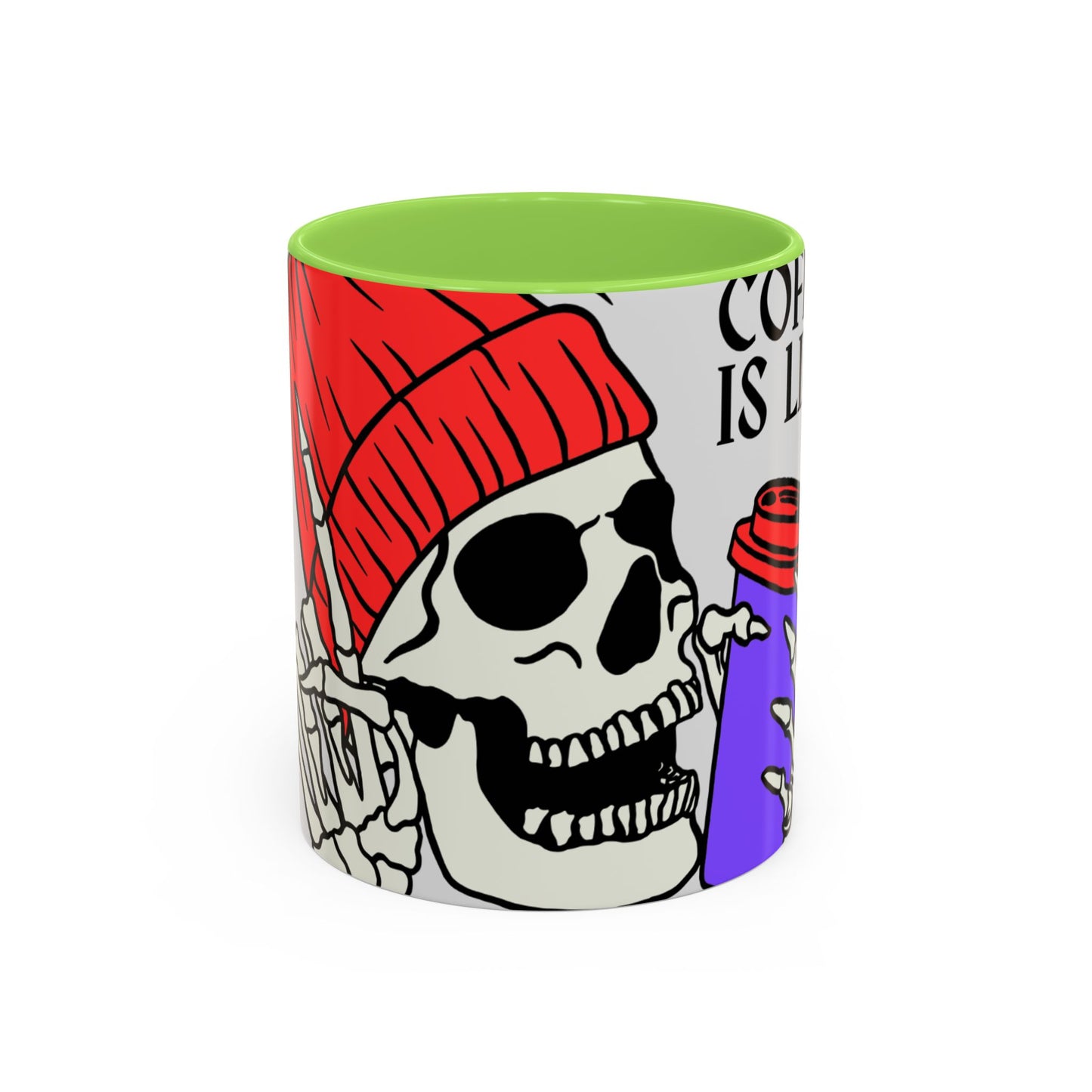 Skeleton Coffee Mug - Coffee is Life Gift, Colorful Skull Mug, Halloween Decor, Quirky Kitchenware, Unique Present Idea