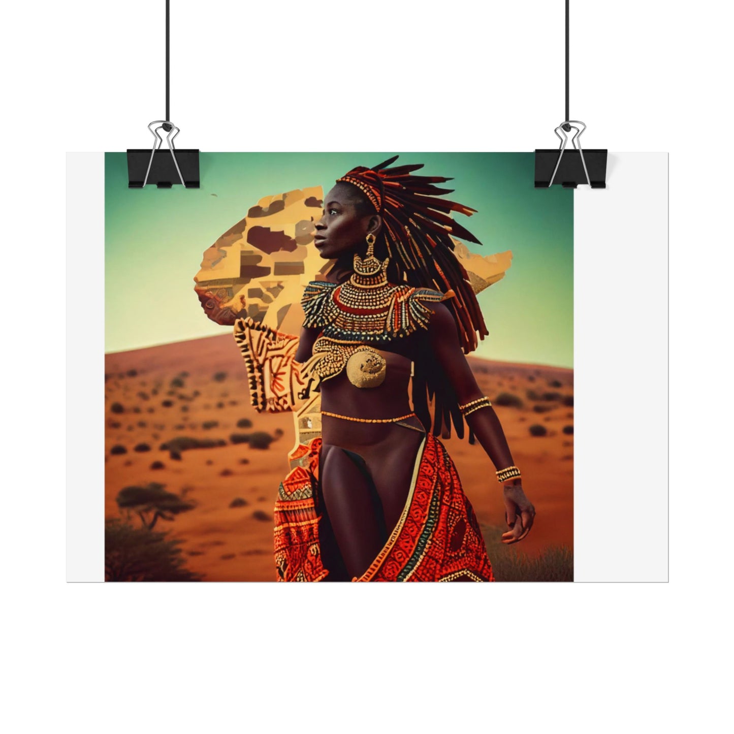 African Queen Art Print, Bold Wall Decor, Boho Home Decor, Black Culture Artwork, Ethnic Poster for Living Room