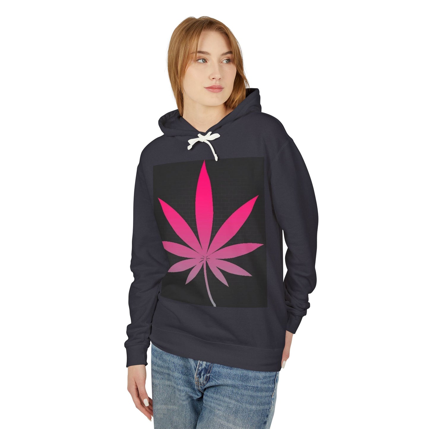 Pink Leaf Unisex Lightweight Hooded Sweatshirt - Trendy Graphic Hoodie