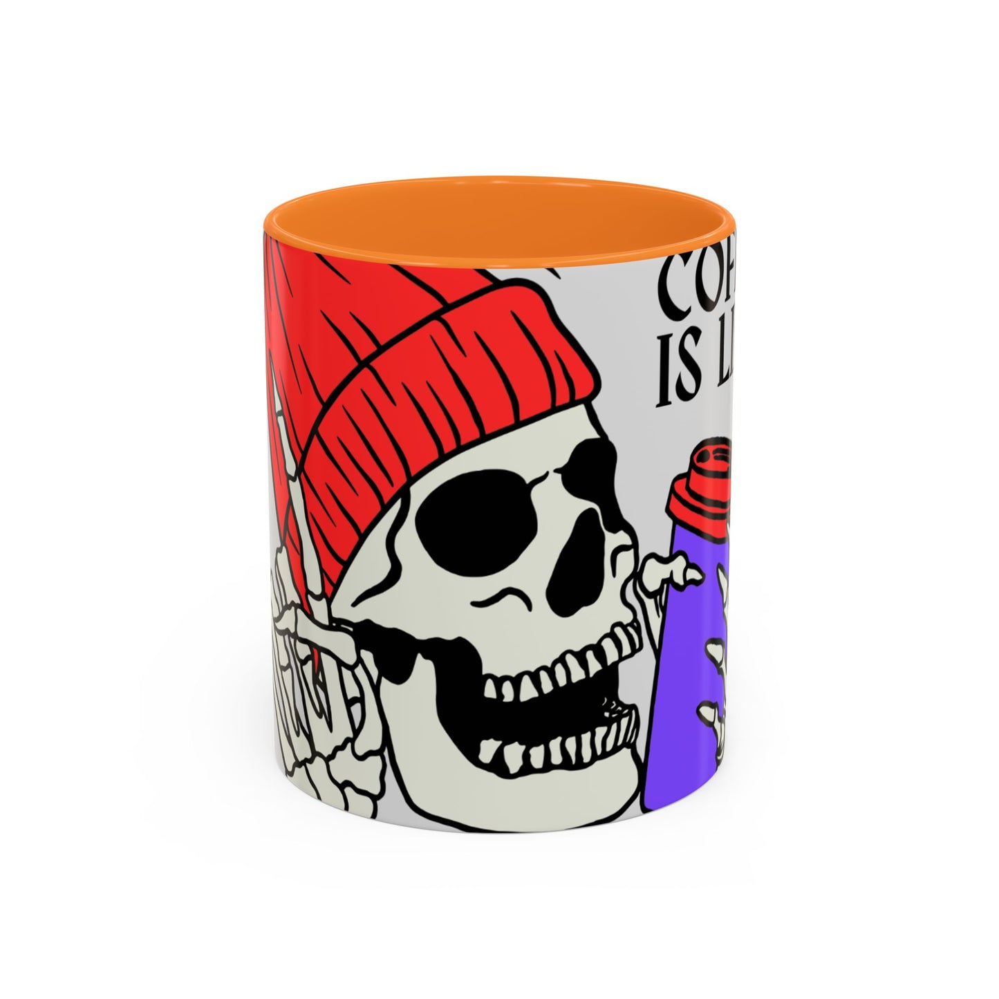 Skeleton Coffee Mug - Coffee is Life Gift, Colorful Skull Mug, Halloween Decor, Quirky Kitchenware, Unique Present Idea