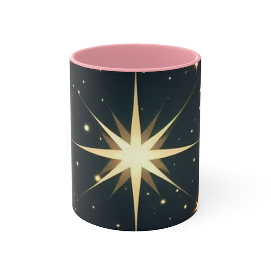 Celestial Star Accent Mug - Cosmic Coffee Cup, Stargazer Gift, Galaxy-Themed Drinkware, Perfect for Space Lovers, Birthday, Holiday