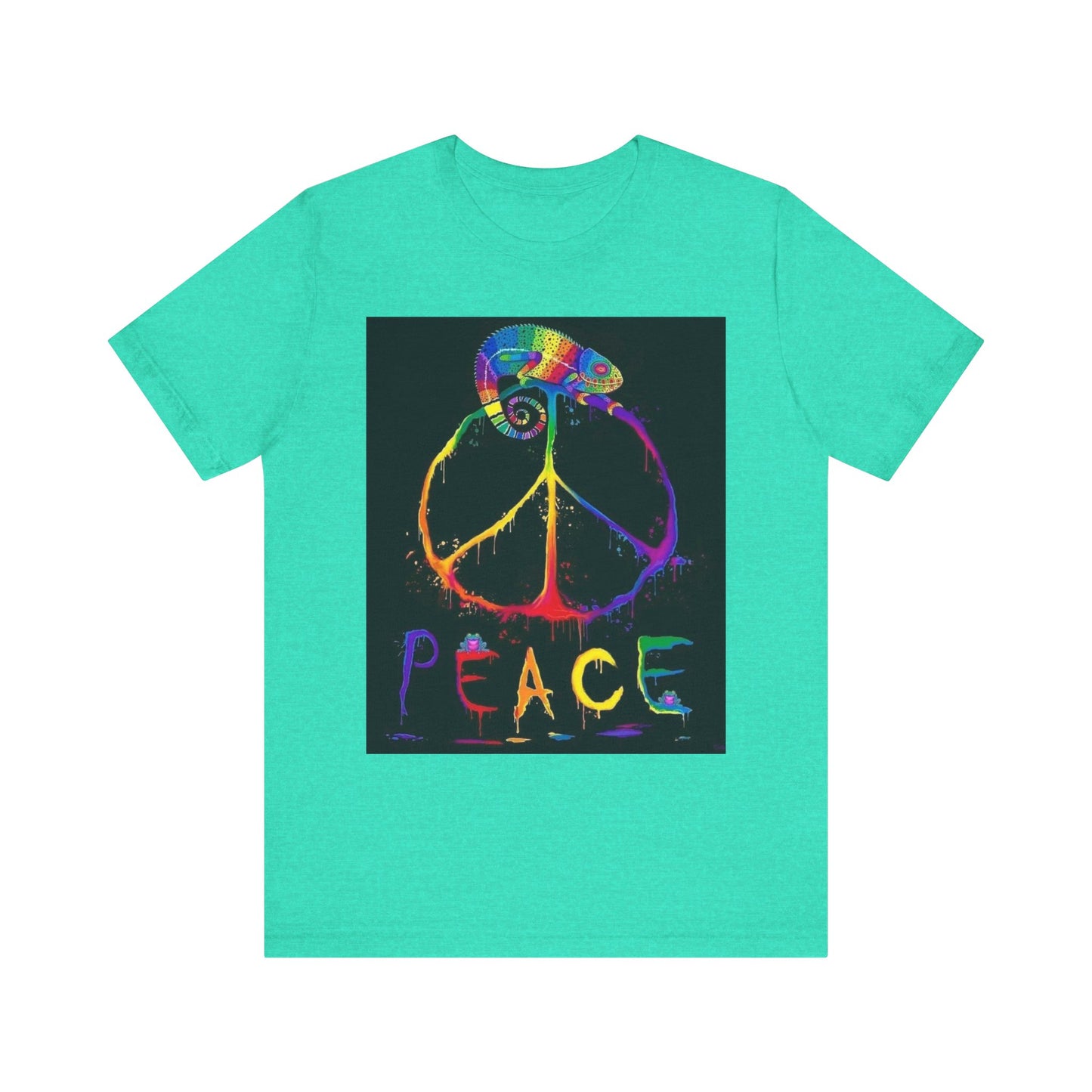 Rainbow Chameleon Peace Tee - Unisex Short Sleeve T-Shirt