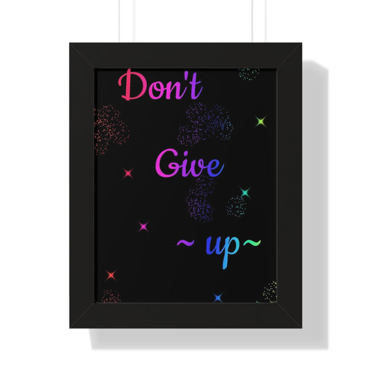 Inspirational Framed Vertical Poster - "Don't Give Up" Motivational Wall Art