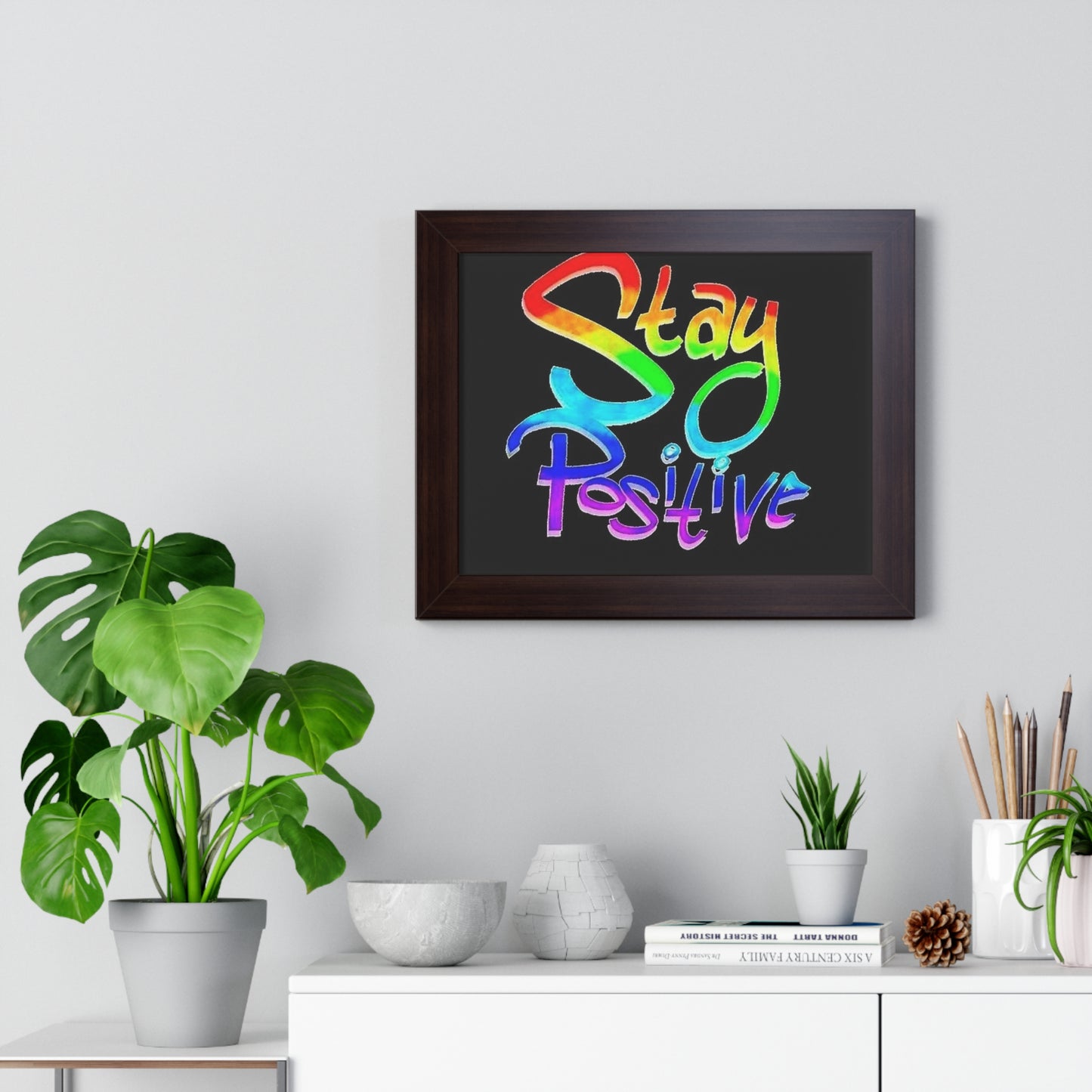 Stay Positive Framed Horizontal Poster - Colorful Wall Art for Motivation and Inspiration