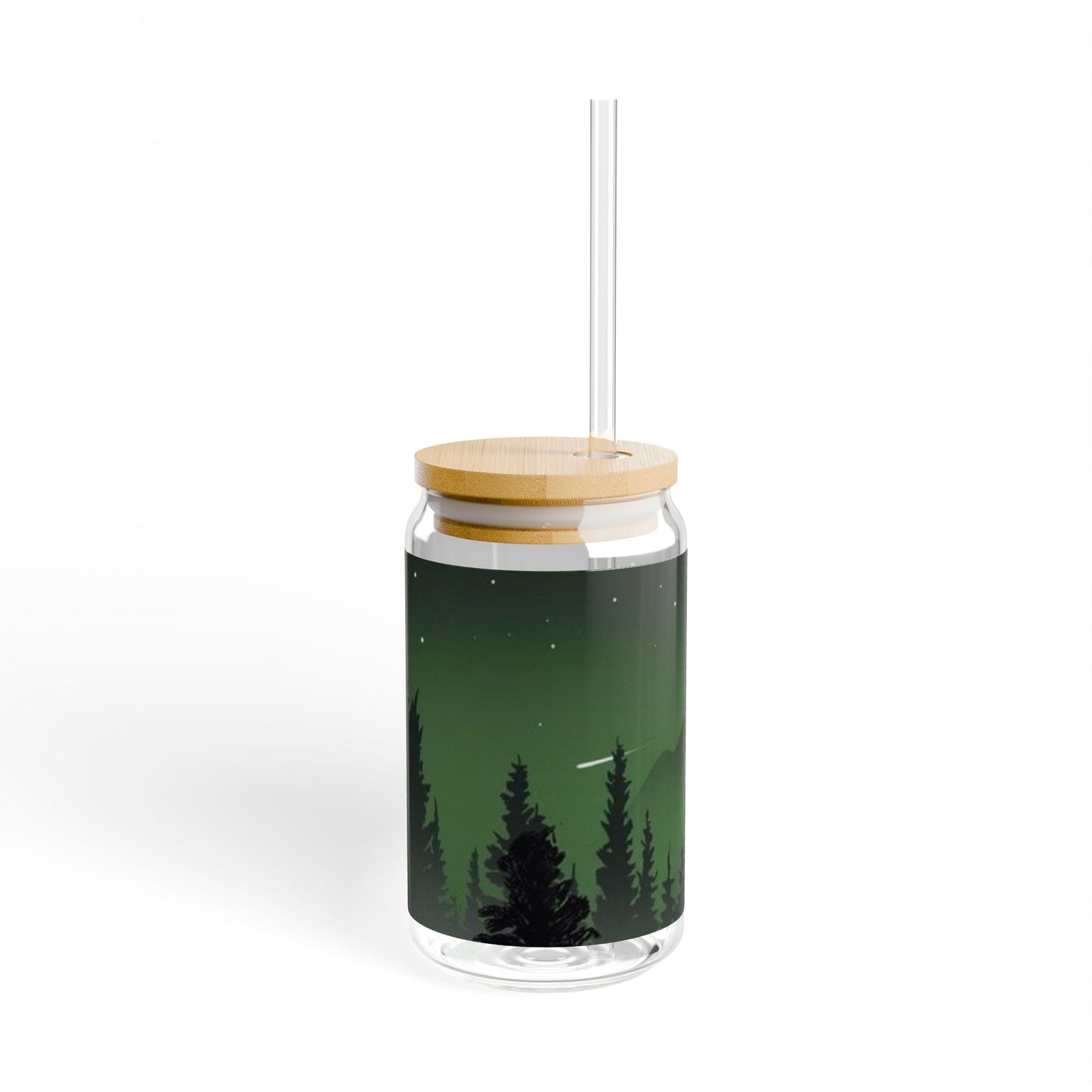 16oz Sipper Glass with Nature Design - Eco-Friendly Drinkware for Adventurers