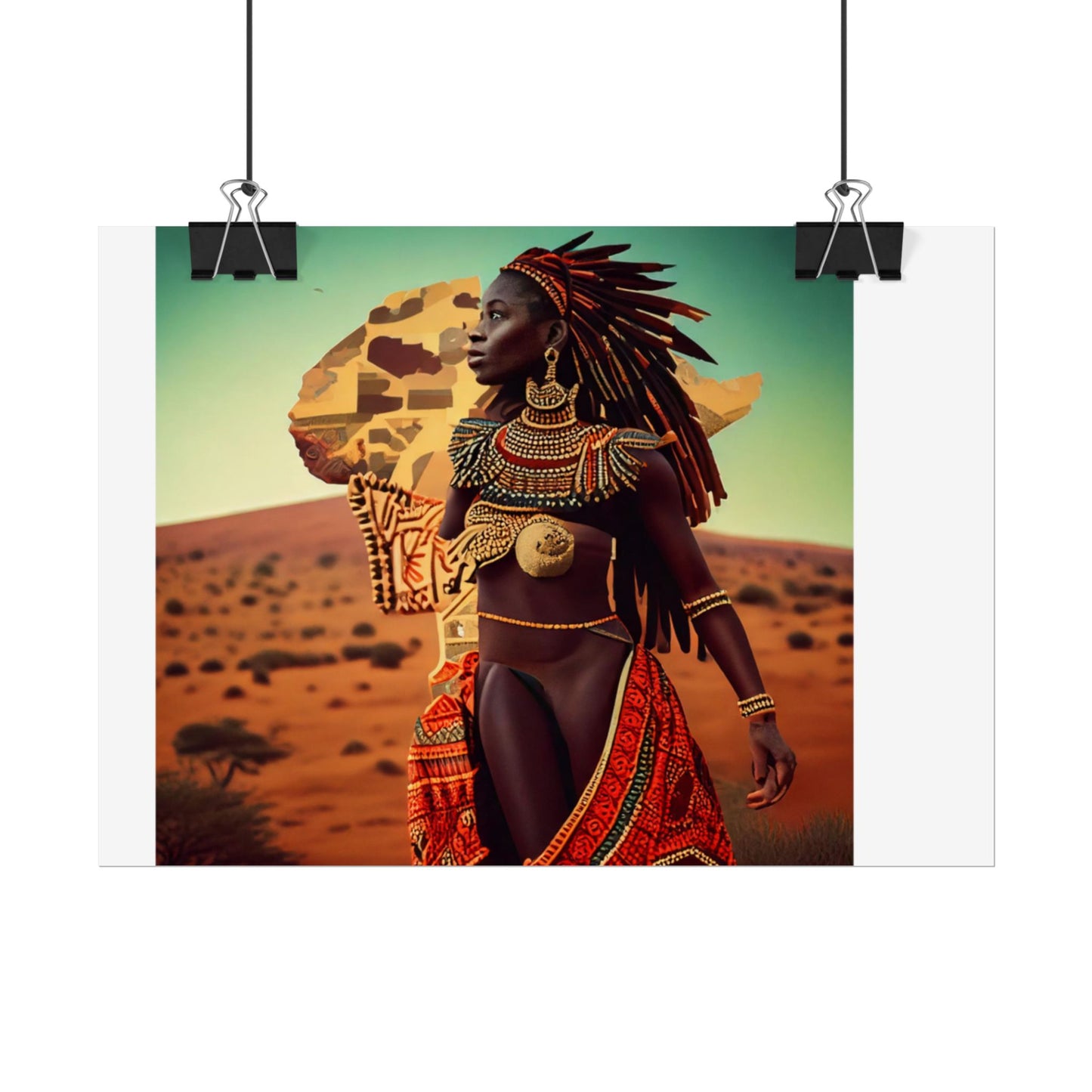 African Queen Art Print, Bold Wall Decor, Boho Home Decor, Black Culture Artwork, Ethnic Poster for Living Room