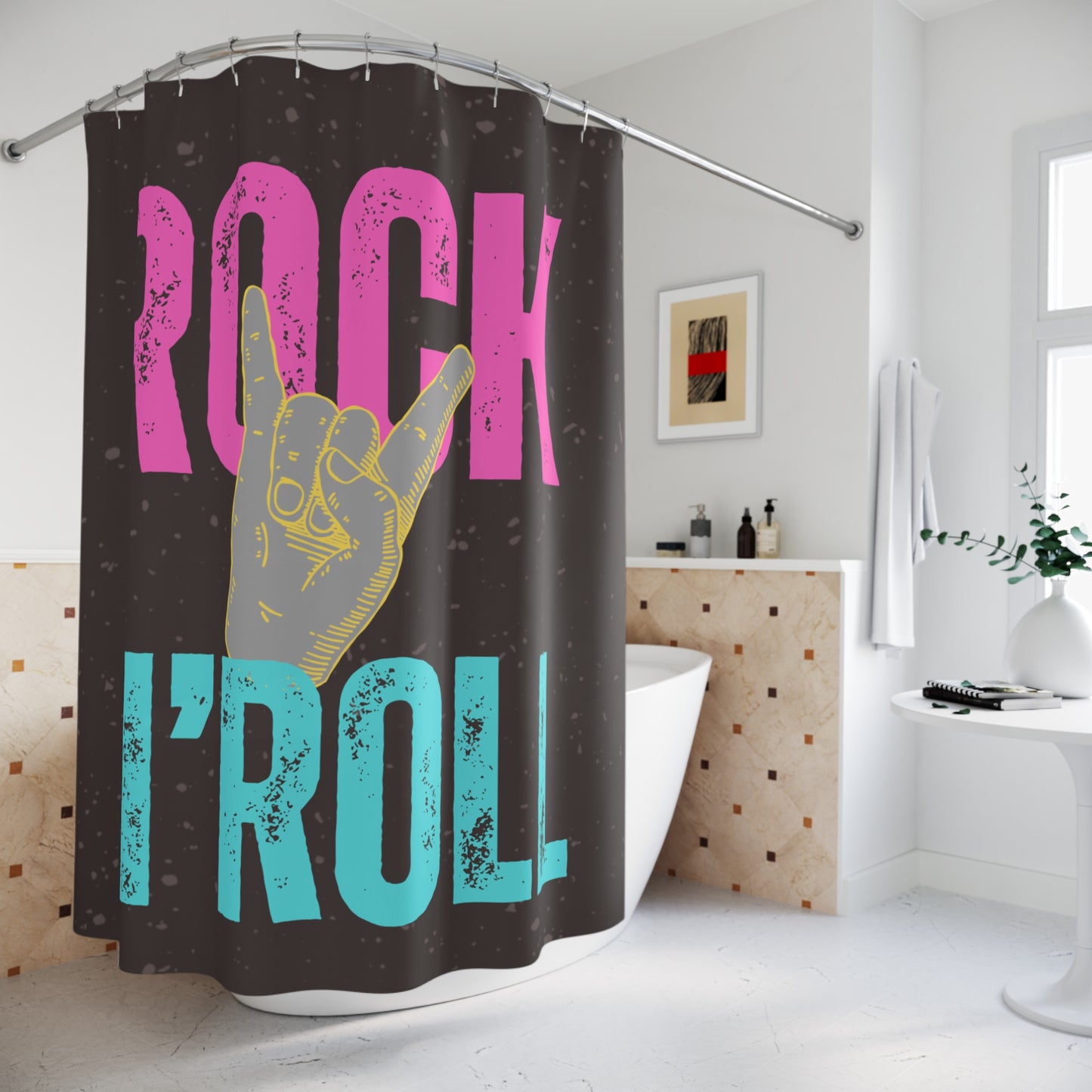 Rock 'N' Roll Shower Curtain – Bold Music Theme for Bathroom Decor