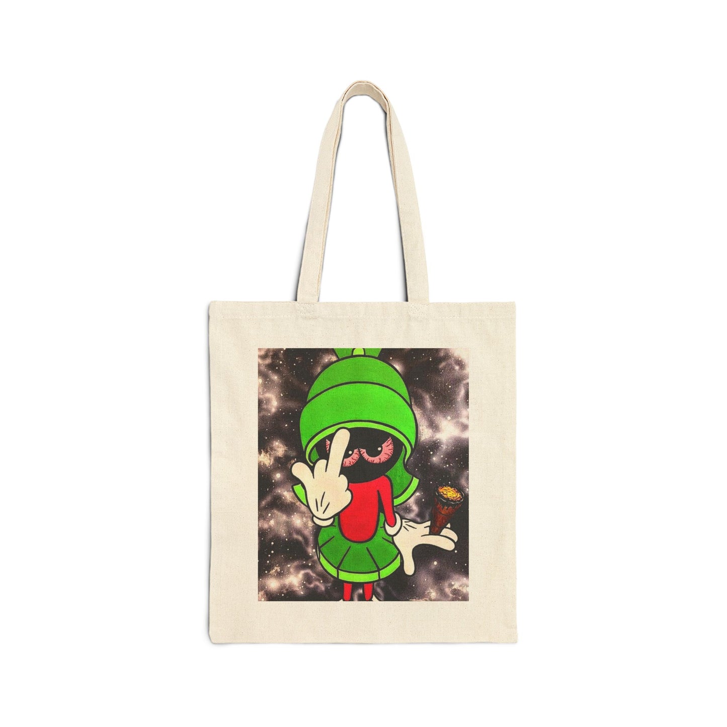 Funky Artistic Cotton Canvas Tote Bag - Unique Character Design for Everyday Use