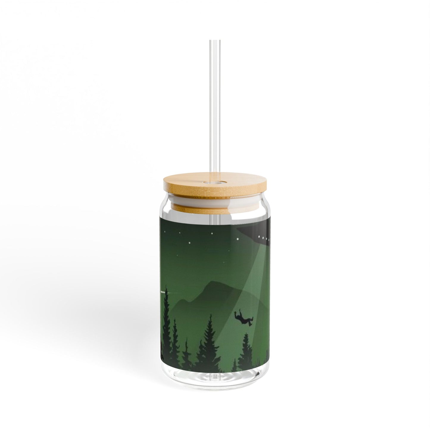 16oz Sipper Glass with Nature Design - Eco-Friendly Drinkware for Adventurers