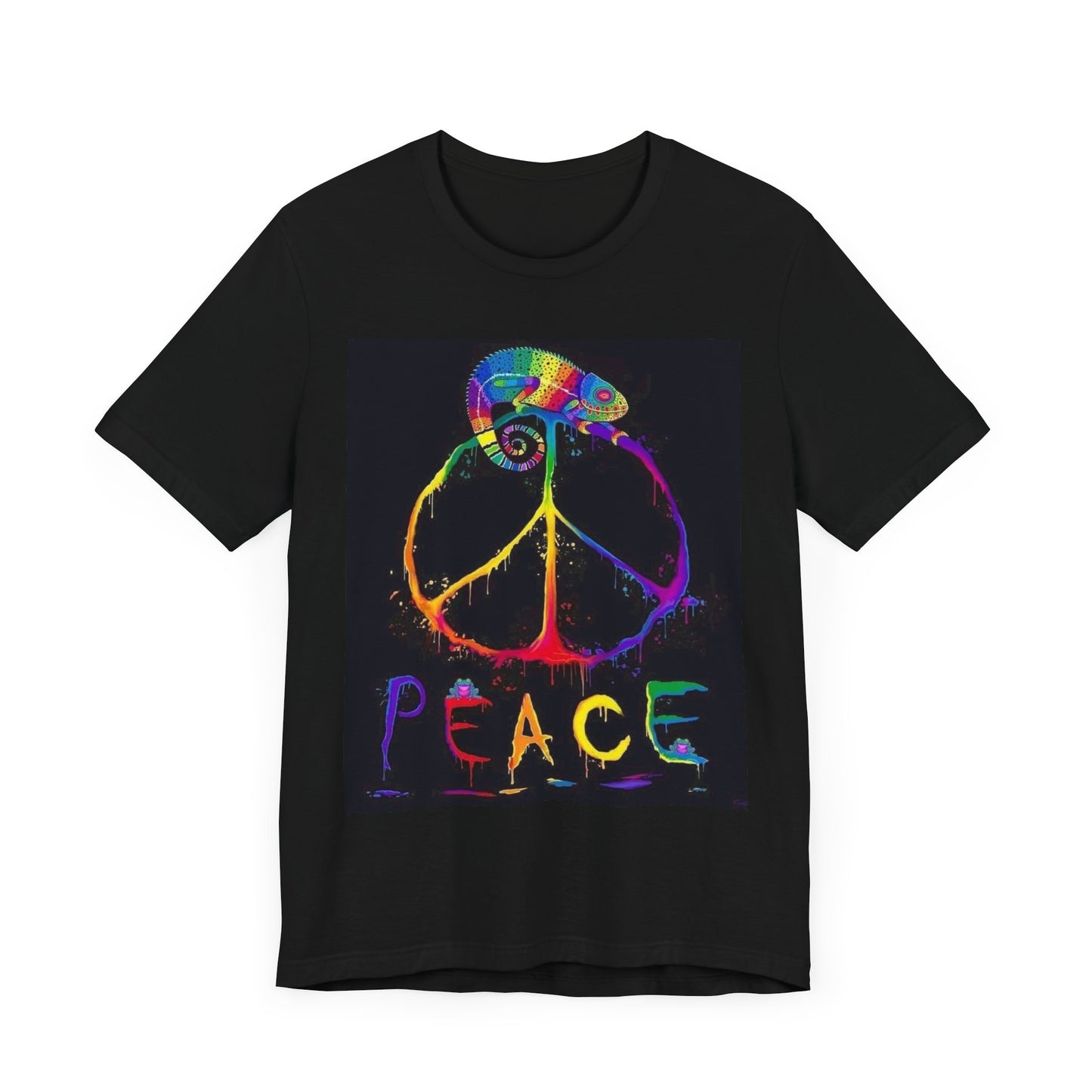 Rainbow Chameleon Peace Tee - Unisex Short Sleeve T-Shirt