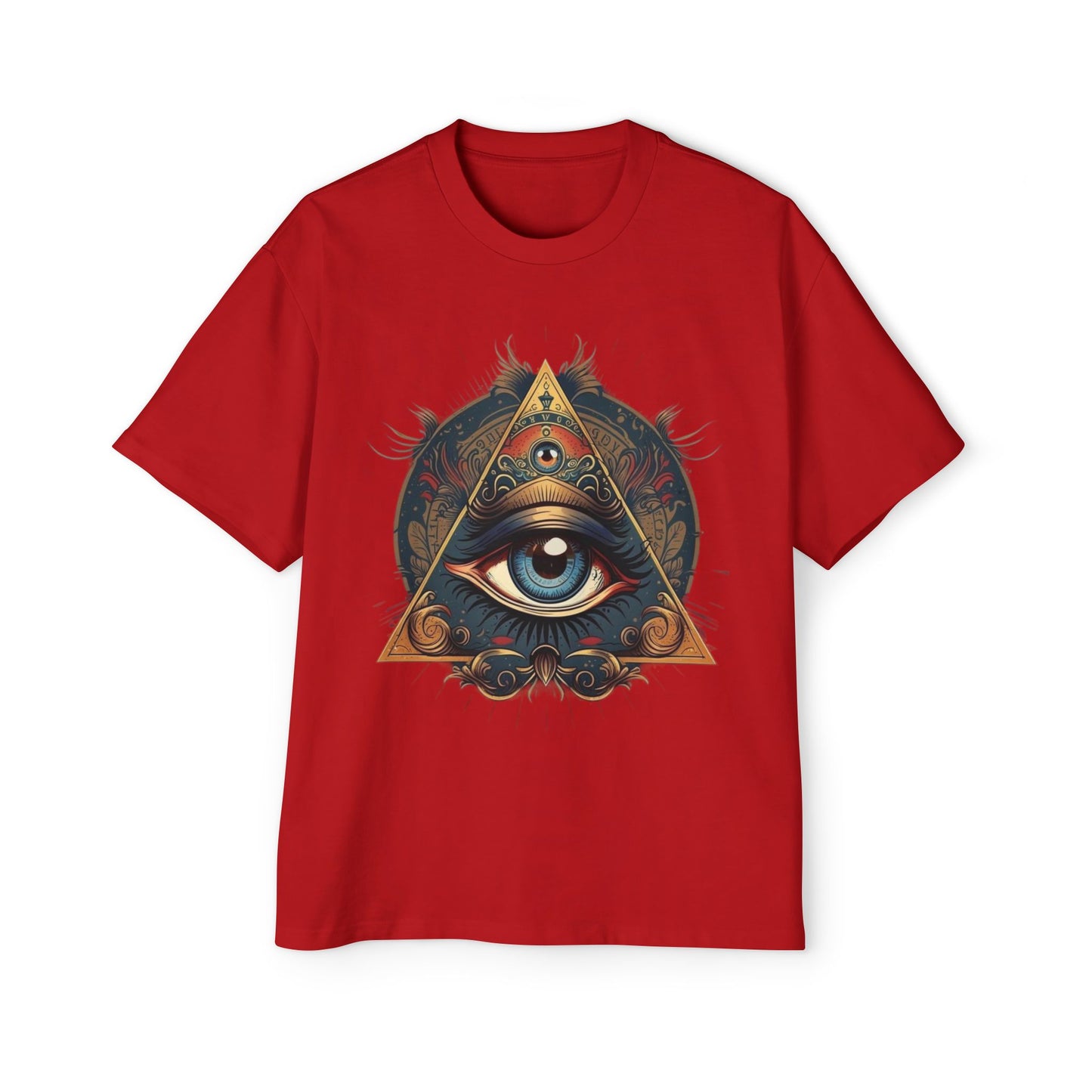 Mystical Eye Graphic Tee, Oversized Men&#039;s T-Shirt, Bohemian Style, Spiritual Symbol, Unique Gift for Him, Casual Wear