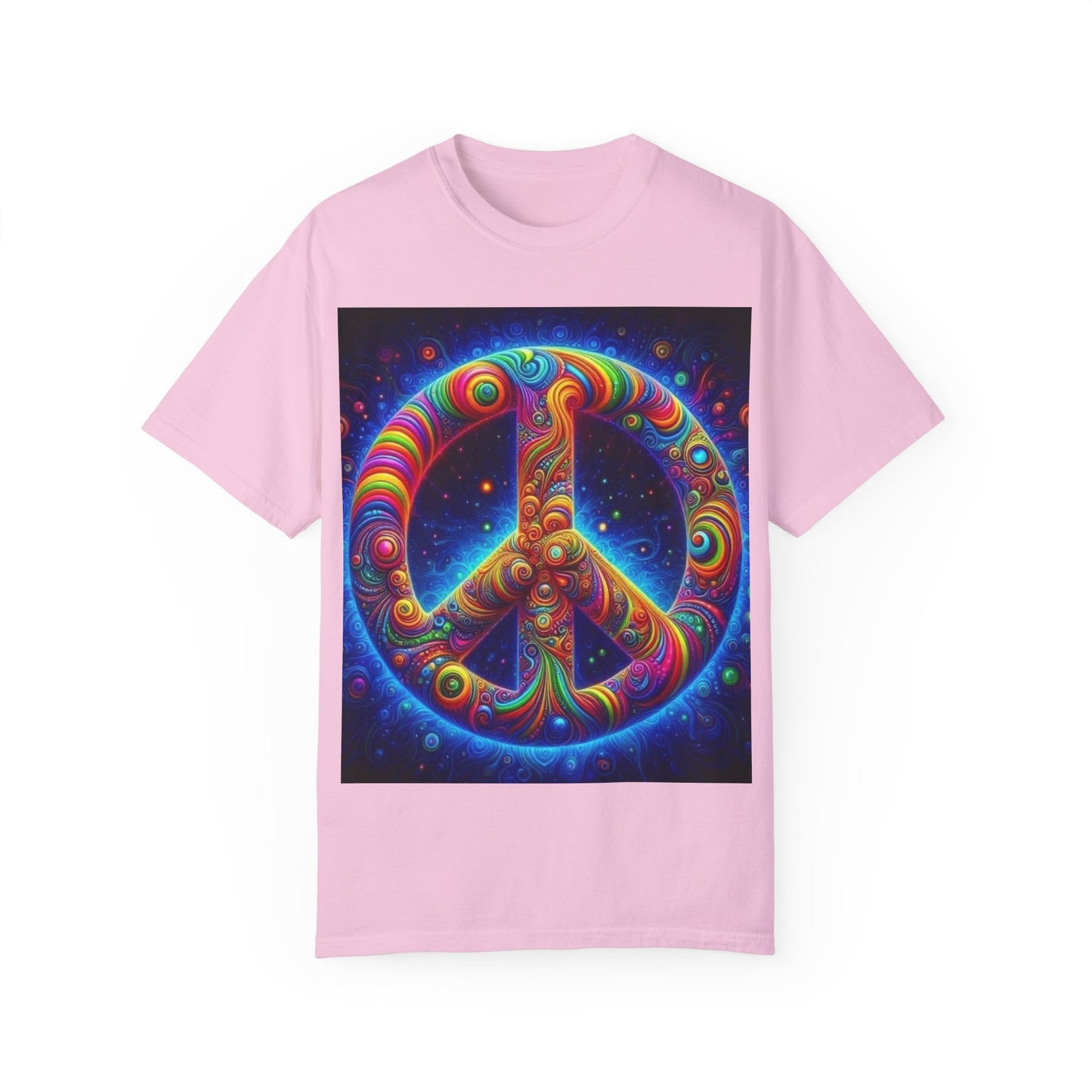 Psychedelic Peace Unisex T-Shirt – Vibrant Garment-Dyed Tee for Festivals & Everyday Wear