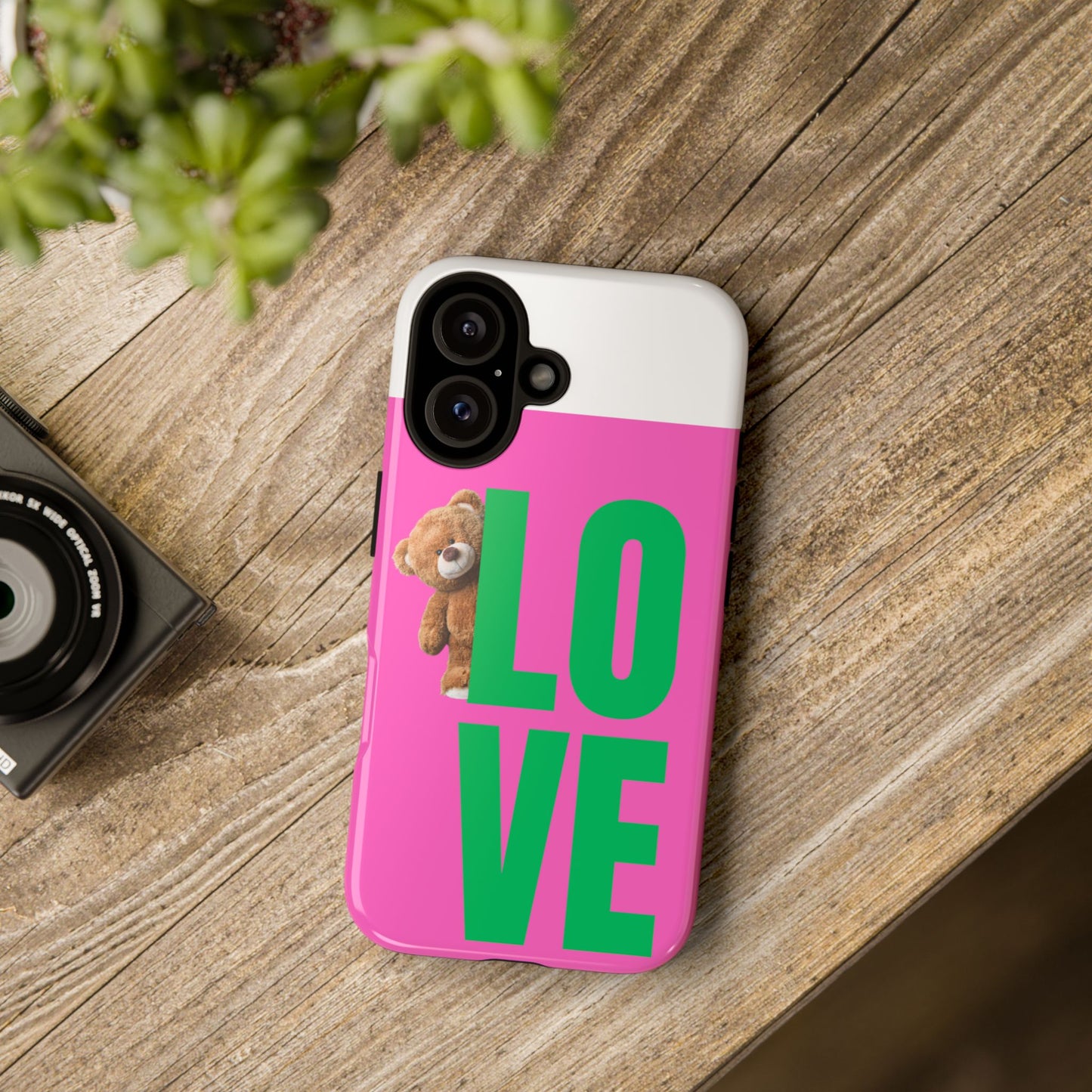 Cute Love Phone Case - Pink Bear Design | Tough Cases