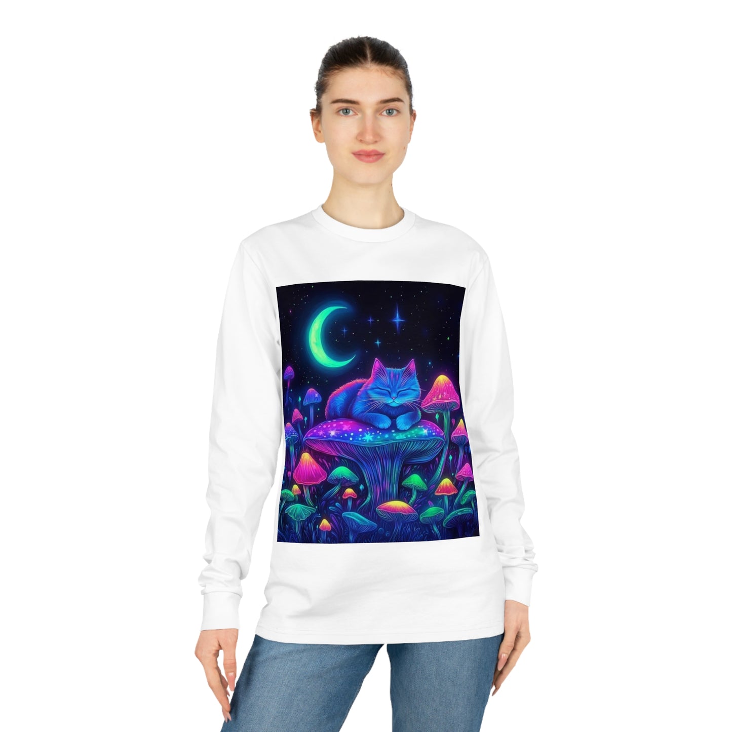 Cosmic Cat Long Sleeve Tee - Organic & Unique Design