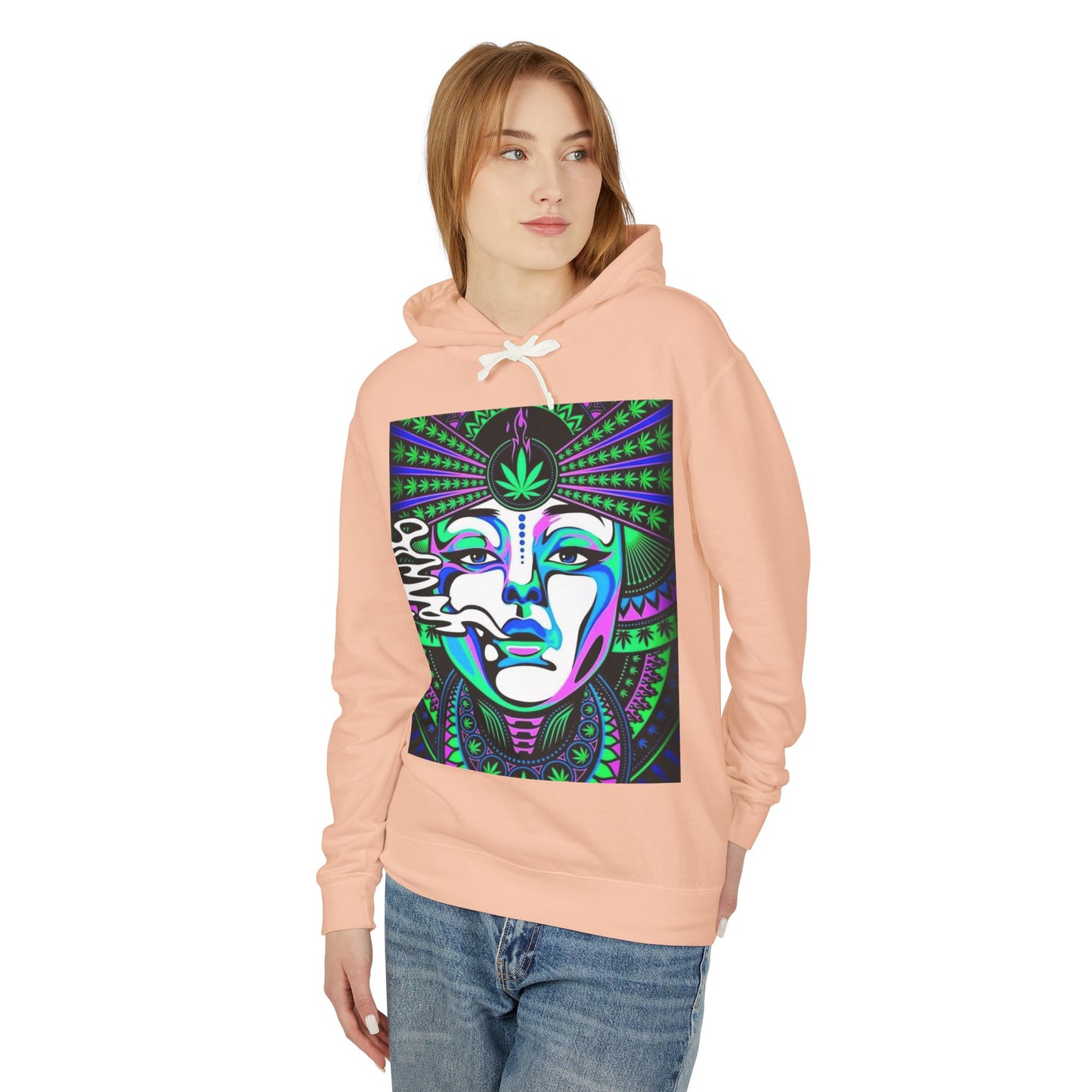 Mystical Vibes Unisex Lightweight Hooded Sweatshirt with Psychedelic Design