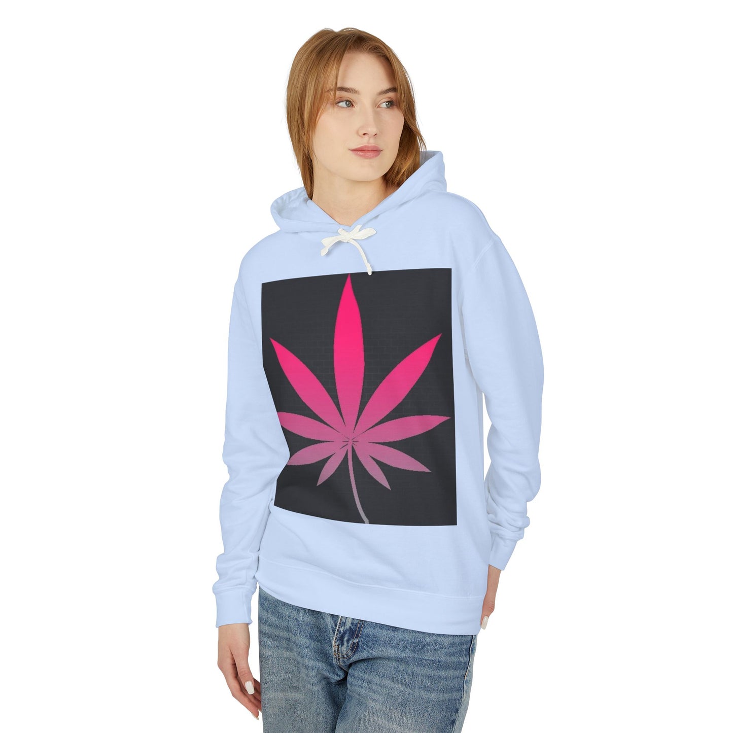 Pink Leaf Unisex Lightweight Hooded Sweatshirt - Trendy Graphic Hoodie