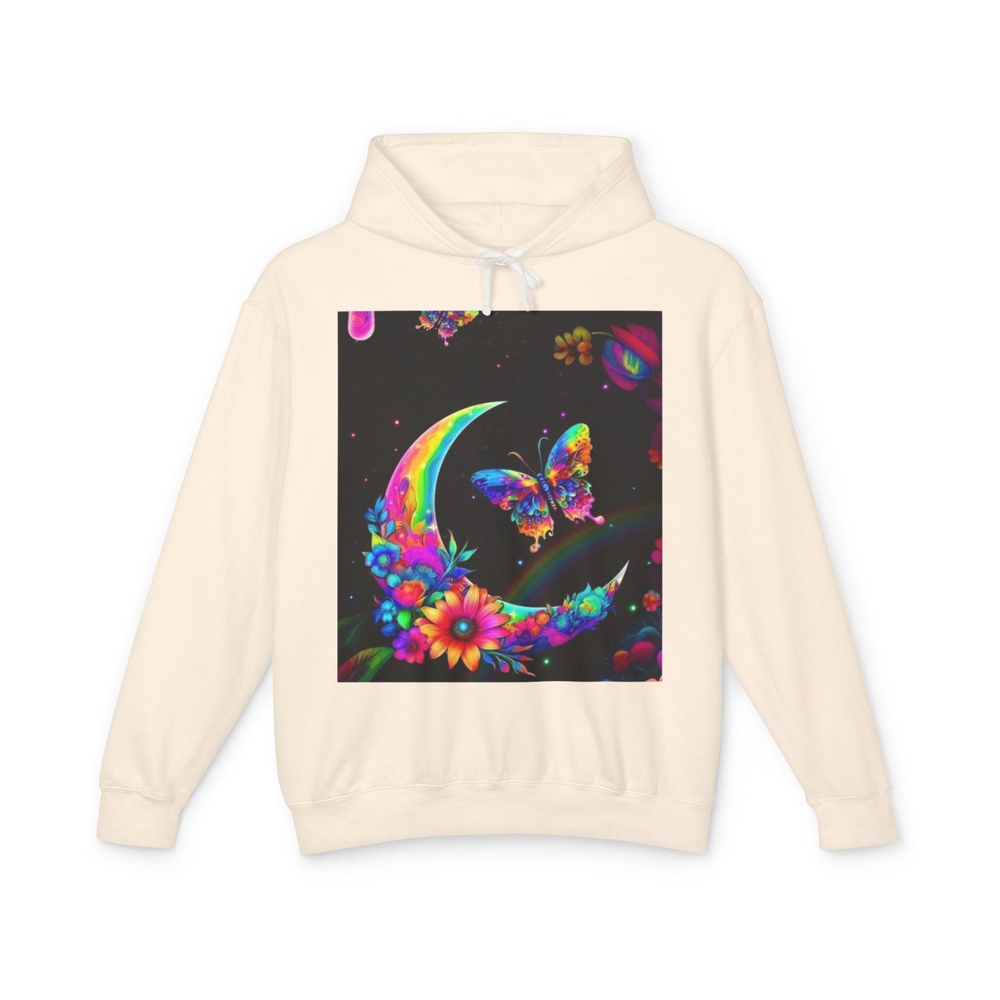 Colorful Floral Moon and Butterfly Unisex Lightweight Hoodie