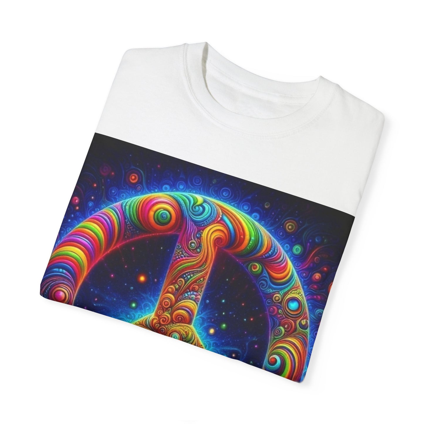 Psychedelic Peace Unisex T-Shirt – Vibrant Garment-Dyed Tee for Festivals & Everyday Wear