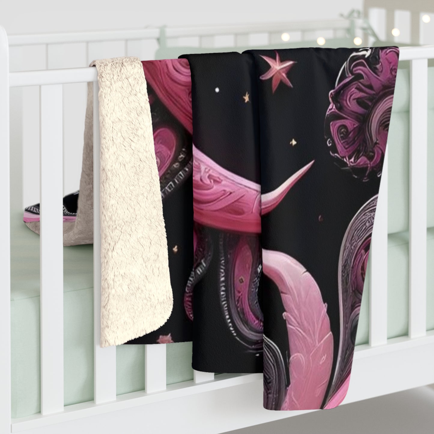 Celestial Dreams Sherpa Fleece Blanket - Moon & Stars Design