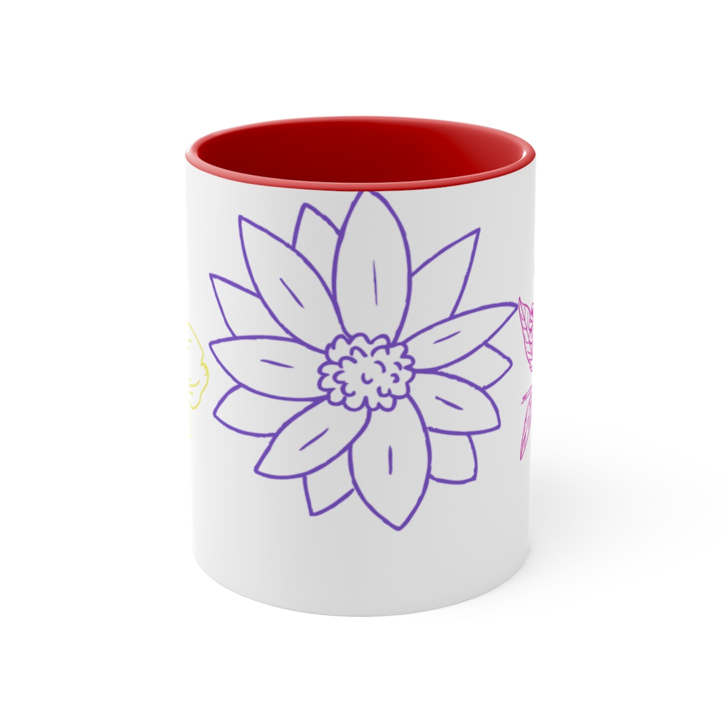 Floral Accent Mugs: Cheerful Coffee Cups, Botanical Drinkware for Garden Lovers, Unique Gifts for Birthdays, Spring Decor, Self-Care