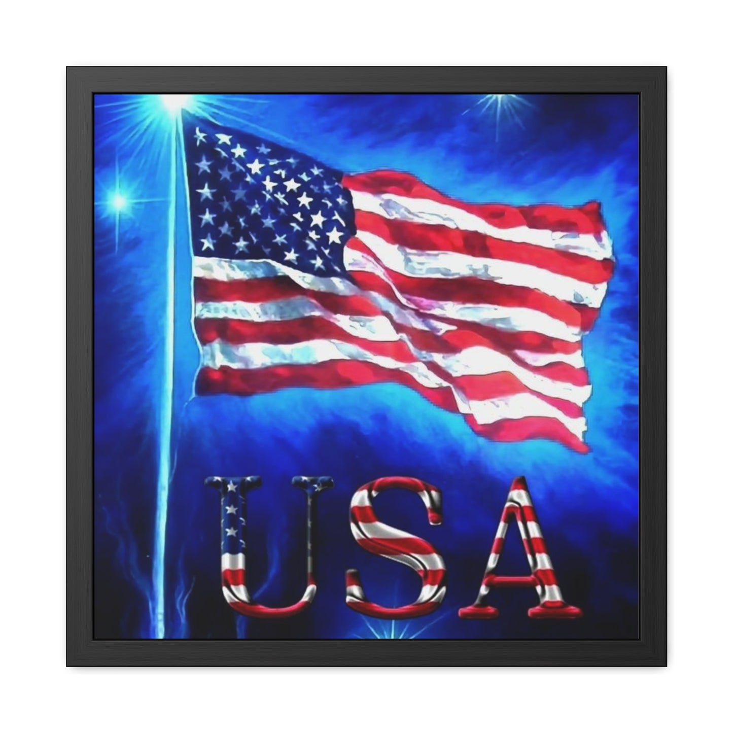 USA Flag Framed Poster – Patriotic Wall Art for Home or Office Decor