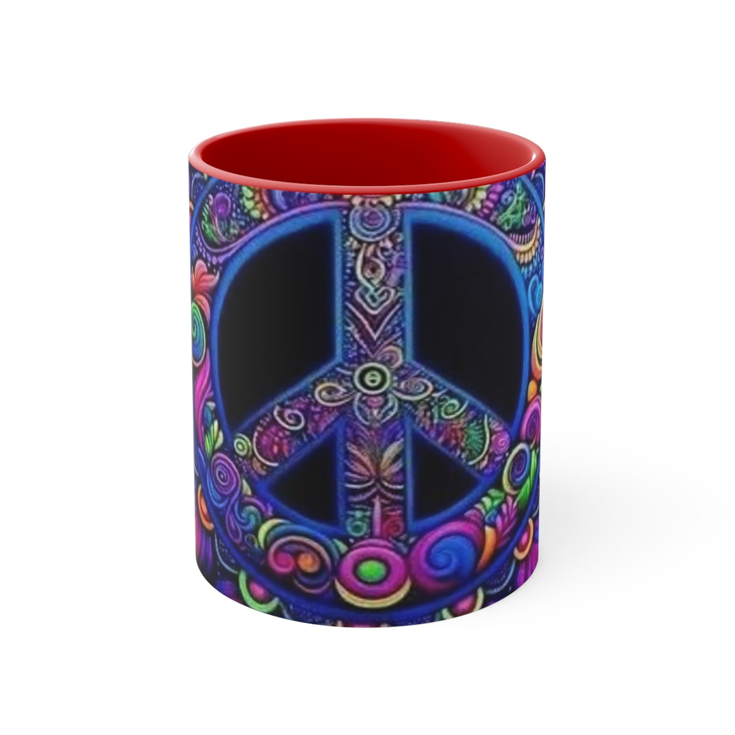 Colorful Peace Sign Accent Mug – Vibrant Bohemian Design for Tea and Coffee Lovers