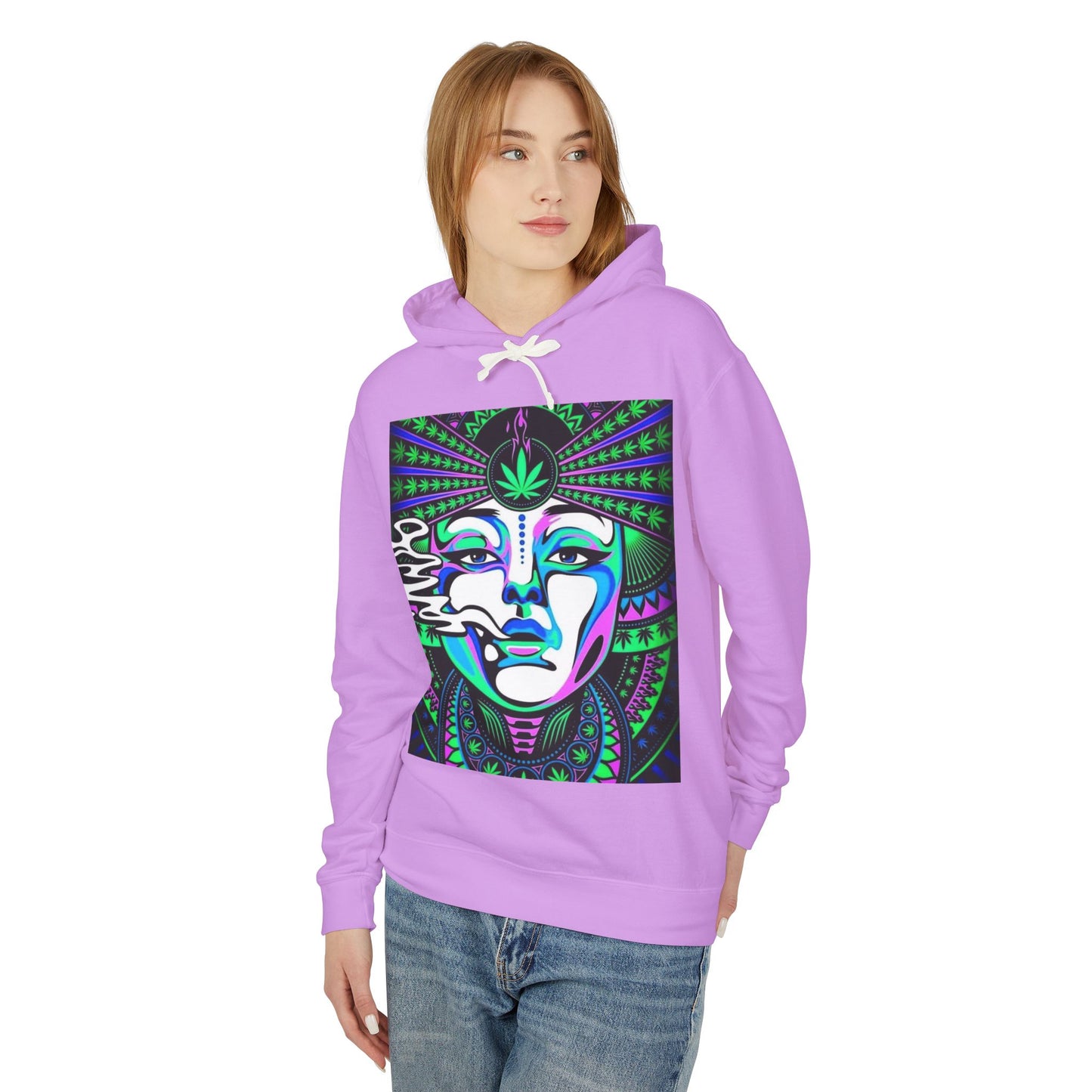 Mystical Vibes Unisex Lightweight Hooded Sweatshirt with Psychedelic Design