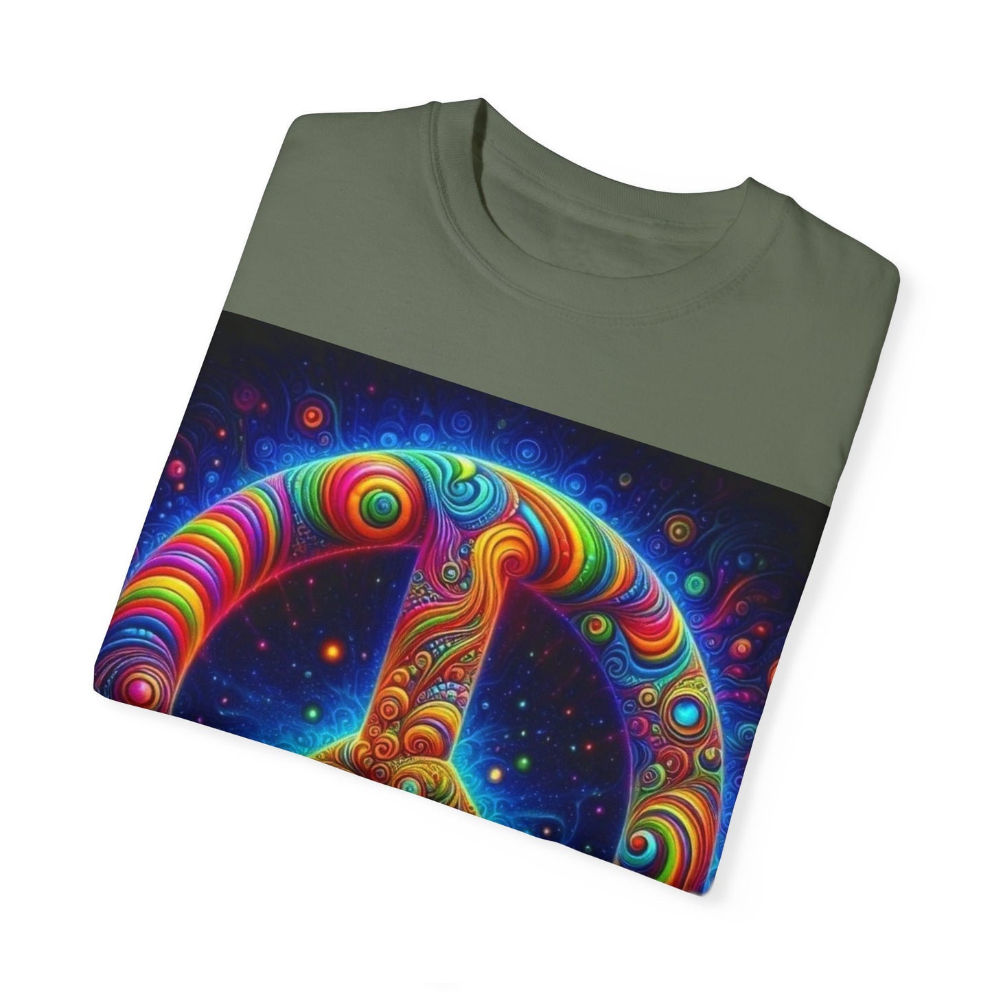 Psychedelic Peace Unisex T-Shirt – Vibrant Garment-Dyed Tee for Festivals & Everyday Wear