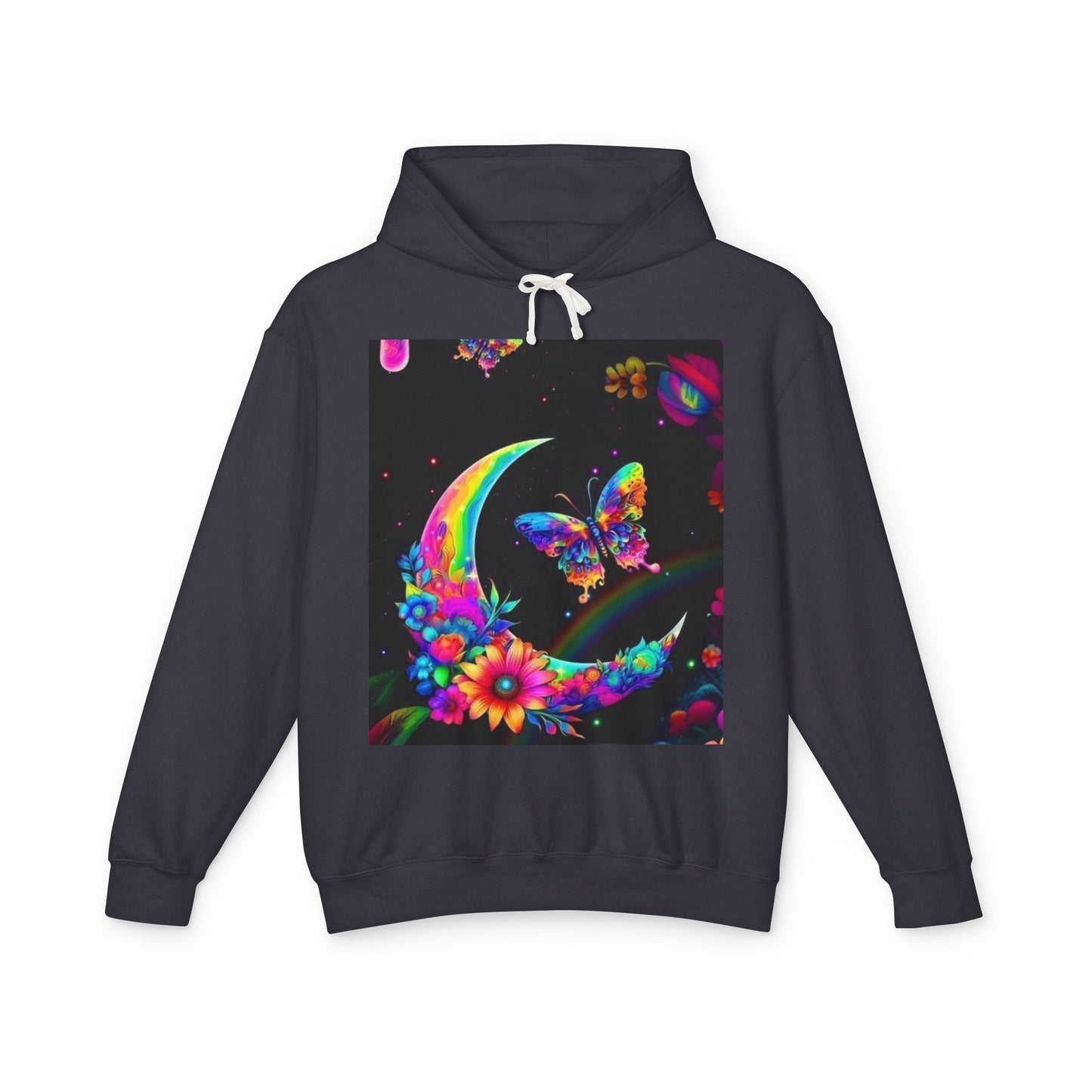 Colorful Floral Moon and Butterfly Unisex Lightweight Hoodie