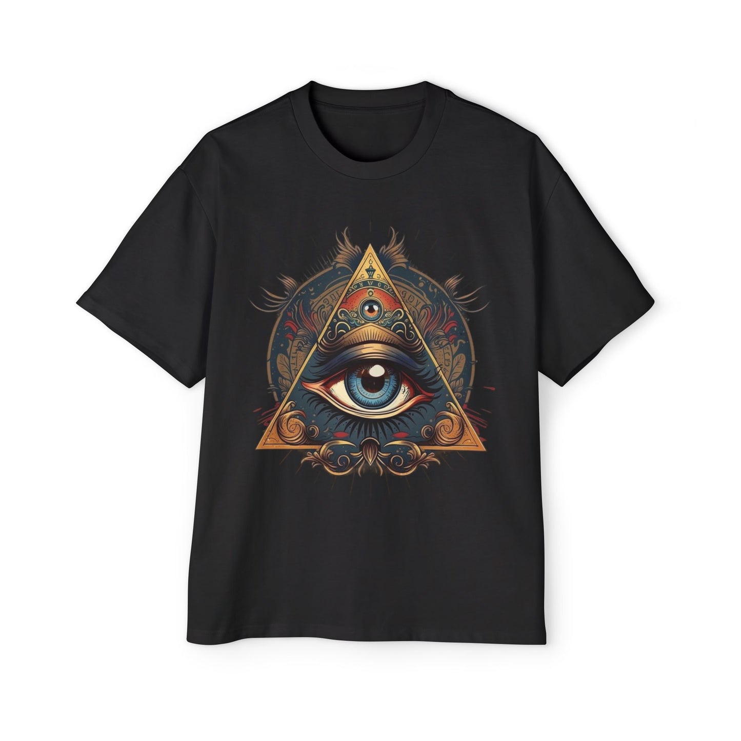 Mystical Eye Graphic Tee, Oversized Men&#039;s T-Shirt, Bohemian Style, Spiritual Symbol, Unique Gift for Him, Casual Wear