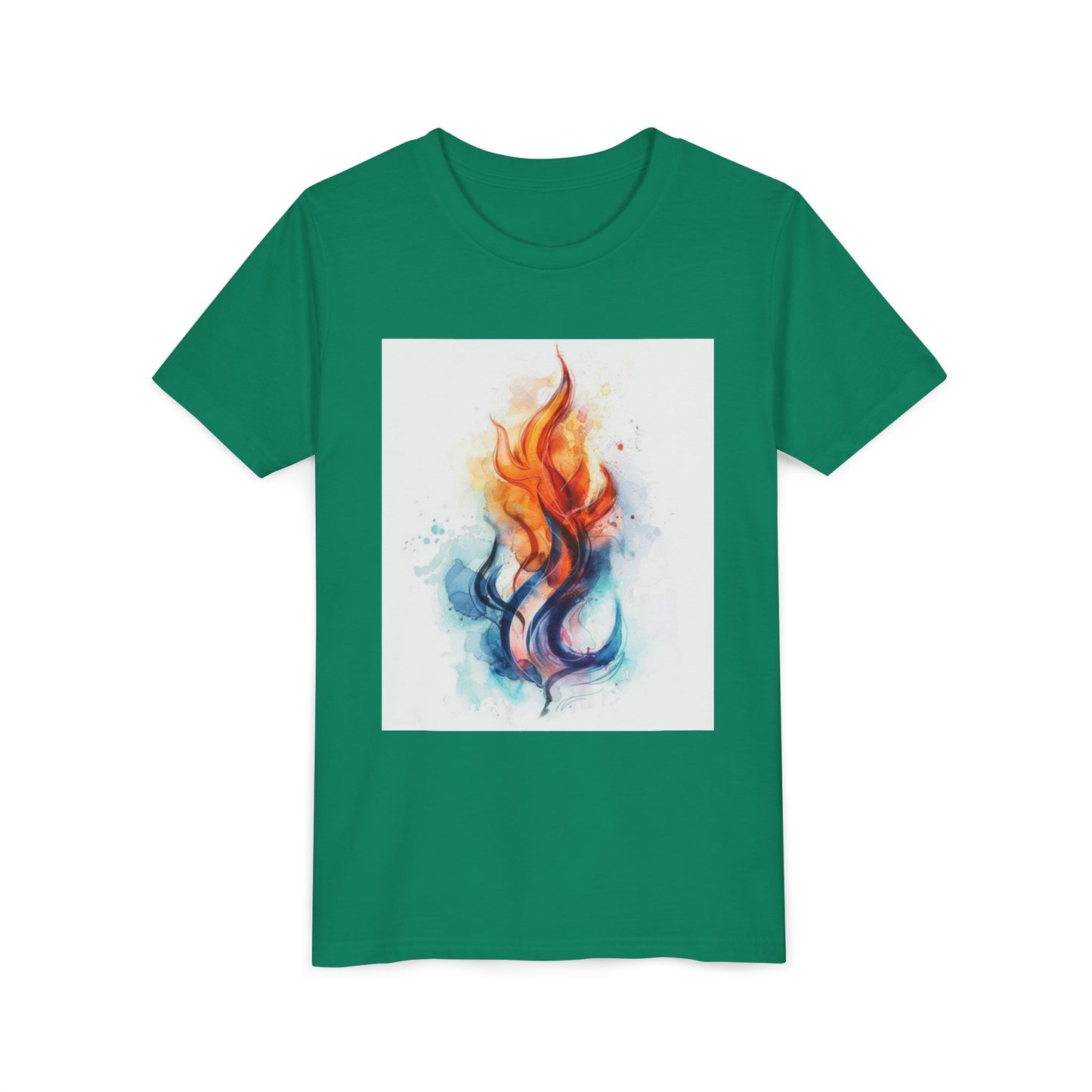 Youth Flame Art Tee, Cool Graphic Shirt for Kids, Summer Wear, Festival Style, Gift for Young Fire Enthusiasts, Unisex Top