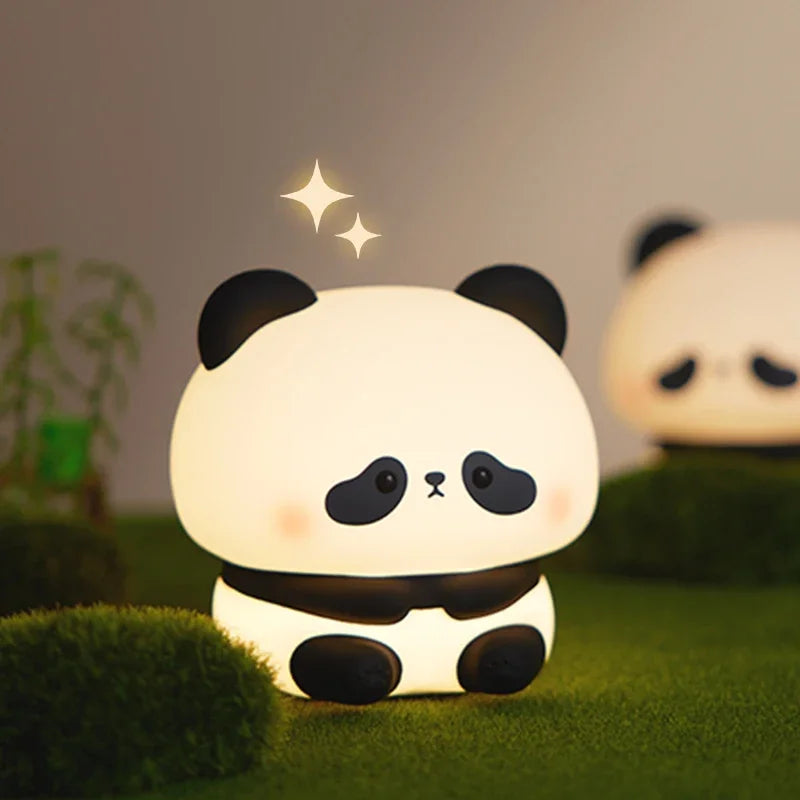 Cute Panda LED Night Light, Silicone Night Light, USB Rechargeable, Touch Night Lamp, Bedroom Timing Lamp Decoration, Children'S