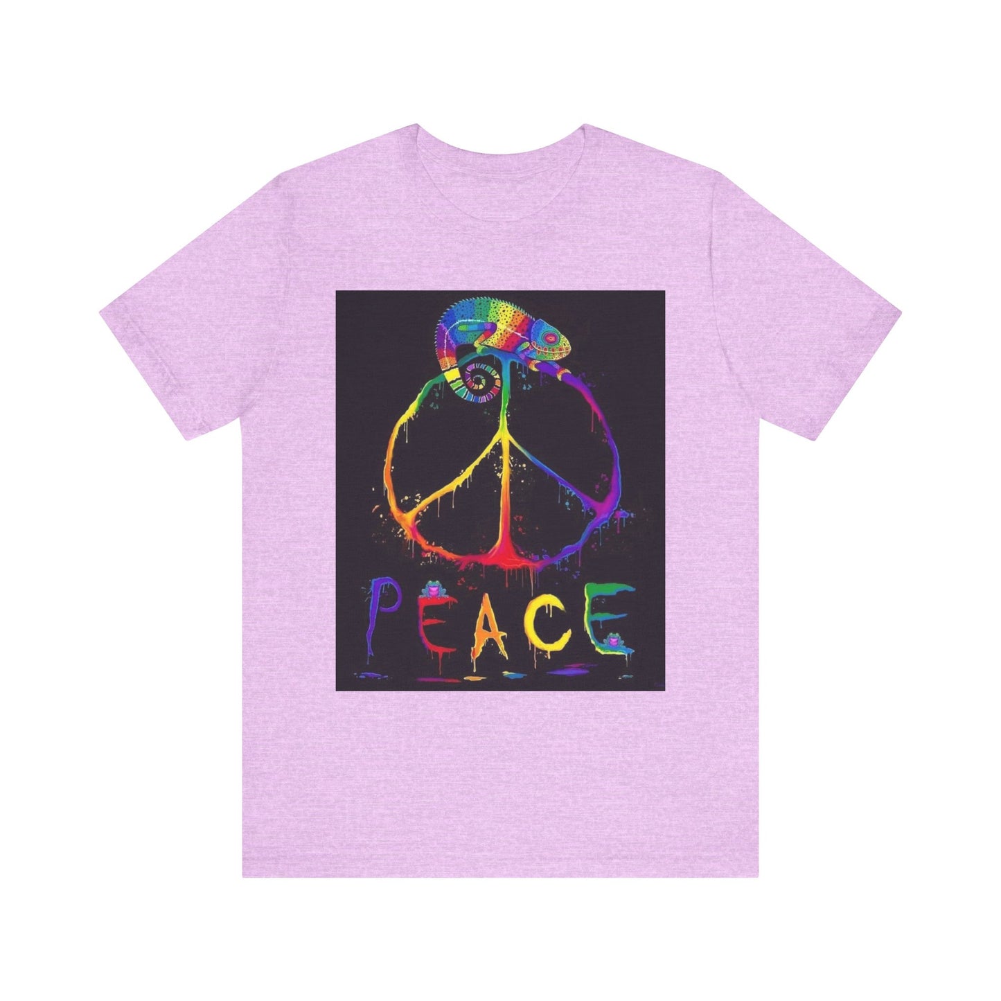 Rainbow Chameleon Peace Tee - Unisex Short Sleeve T-Shirt