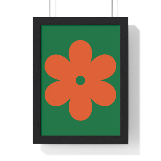 Retro Orange Flower Vertical Framed Poster - Modern Wall Art Decoration