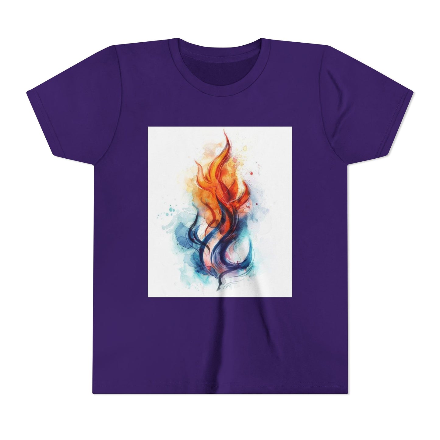 Youth Flame Art Tee, Cool Graphic Shirt for Kids, Summer Wear, Festival Style, Gift for Young Fire Enthusiasts, Unisex Top