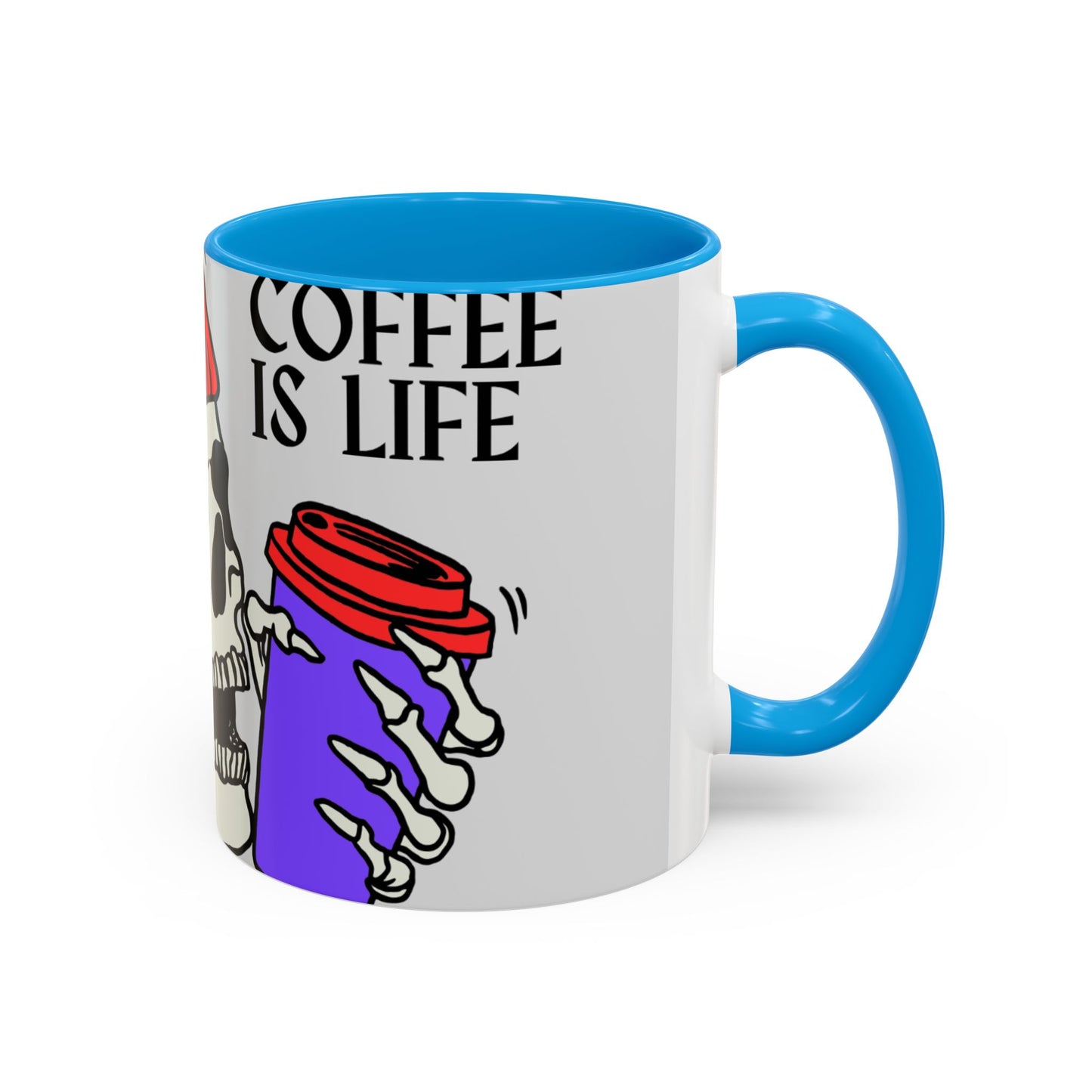 Skeleton Coffee Mug - Coffee is Life Gift, Colorful Skull Mug, Halloween Decor, Quirky Kitchenware, Unique Present Idea