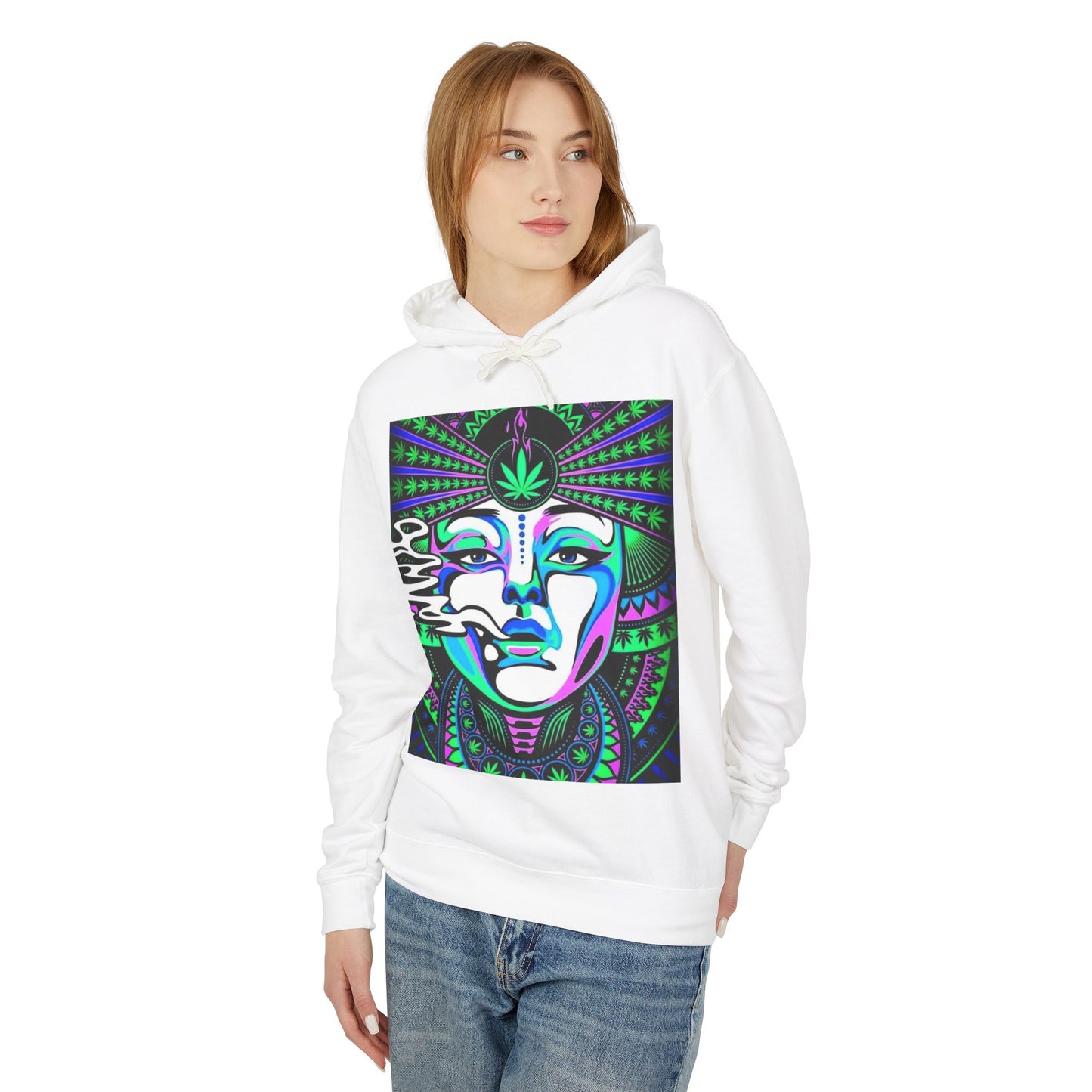 Mystical Vibes Unisex Lightweight Hooded Sweatshirt with Psychedelic Design