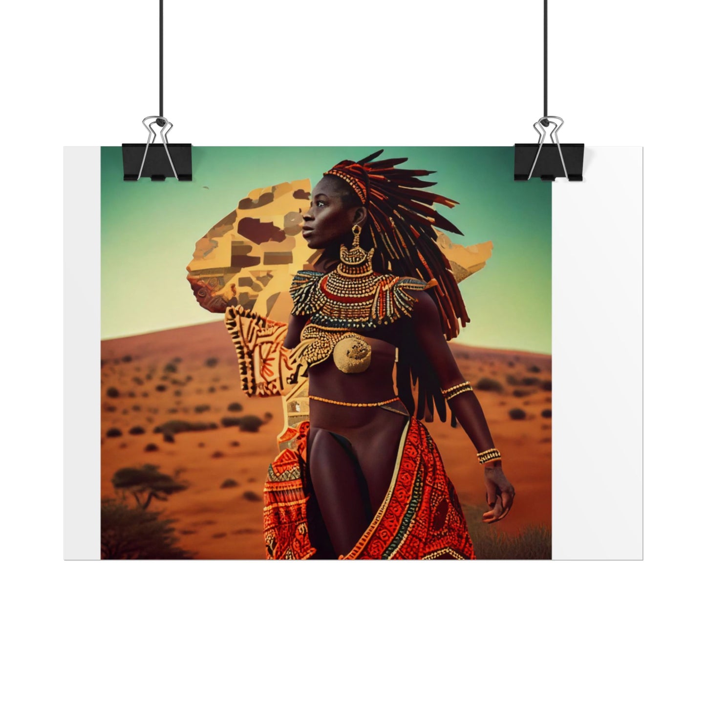 African Queen Art Print, Bold Wall Decor, Boho Home Decor, Black Culture Artwork, Ethnic Poster for Living Room